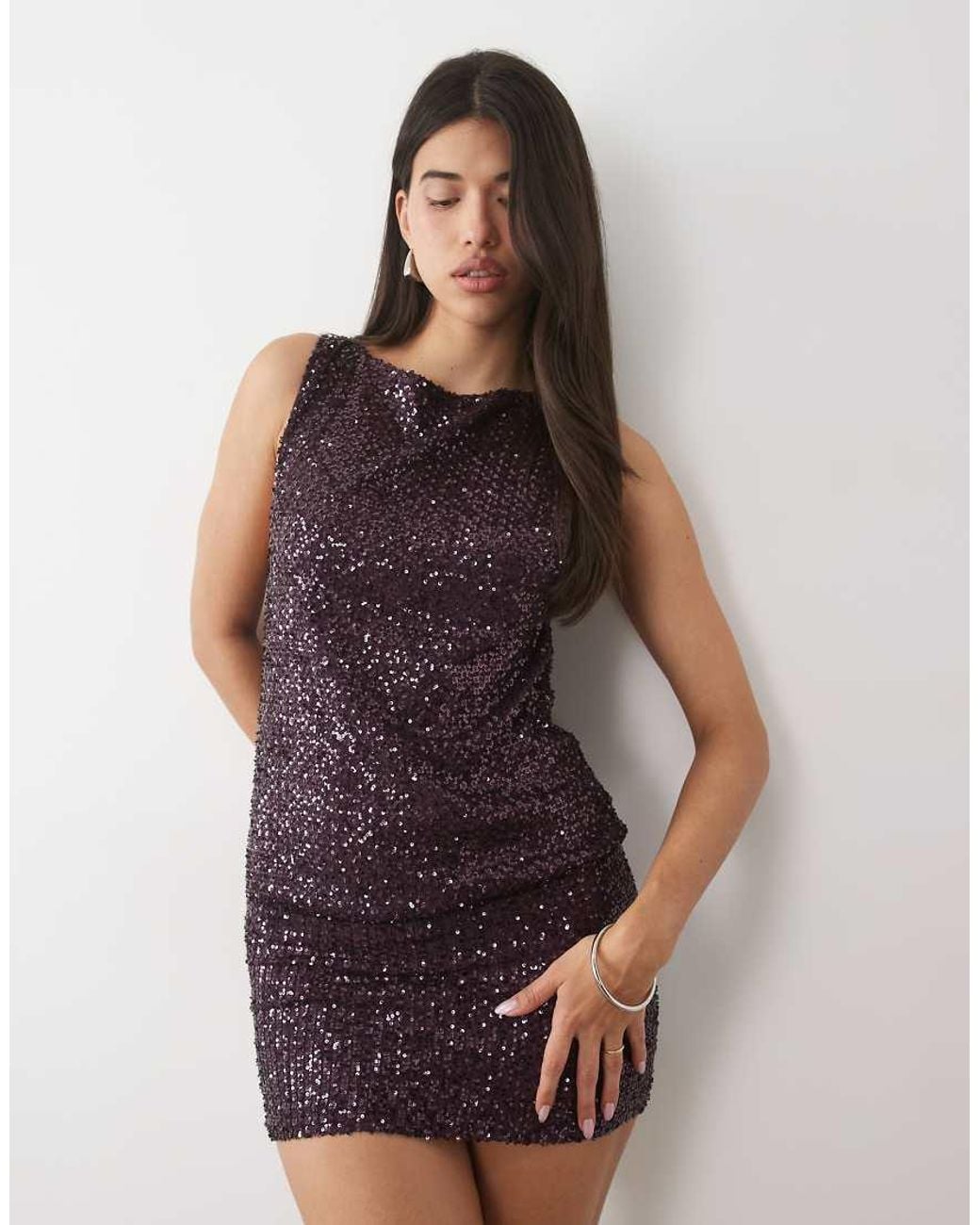 Motel Brown Ranmi Sequin Mini Dress
