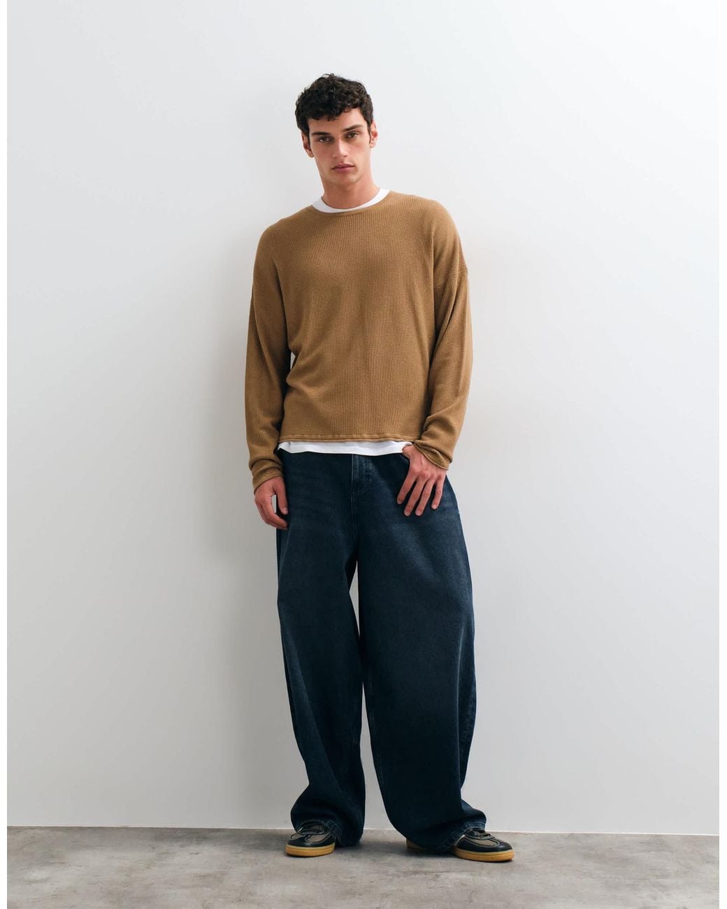 ASOS Brown Oversized Knitted Crew Neck for men