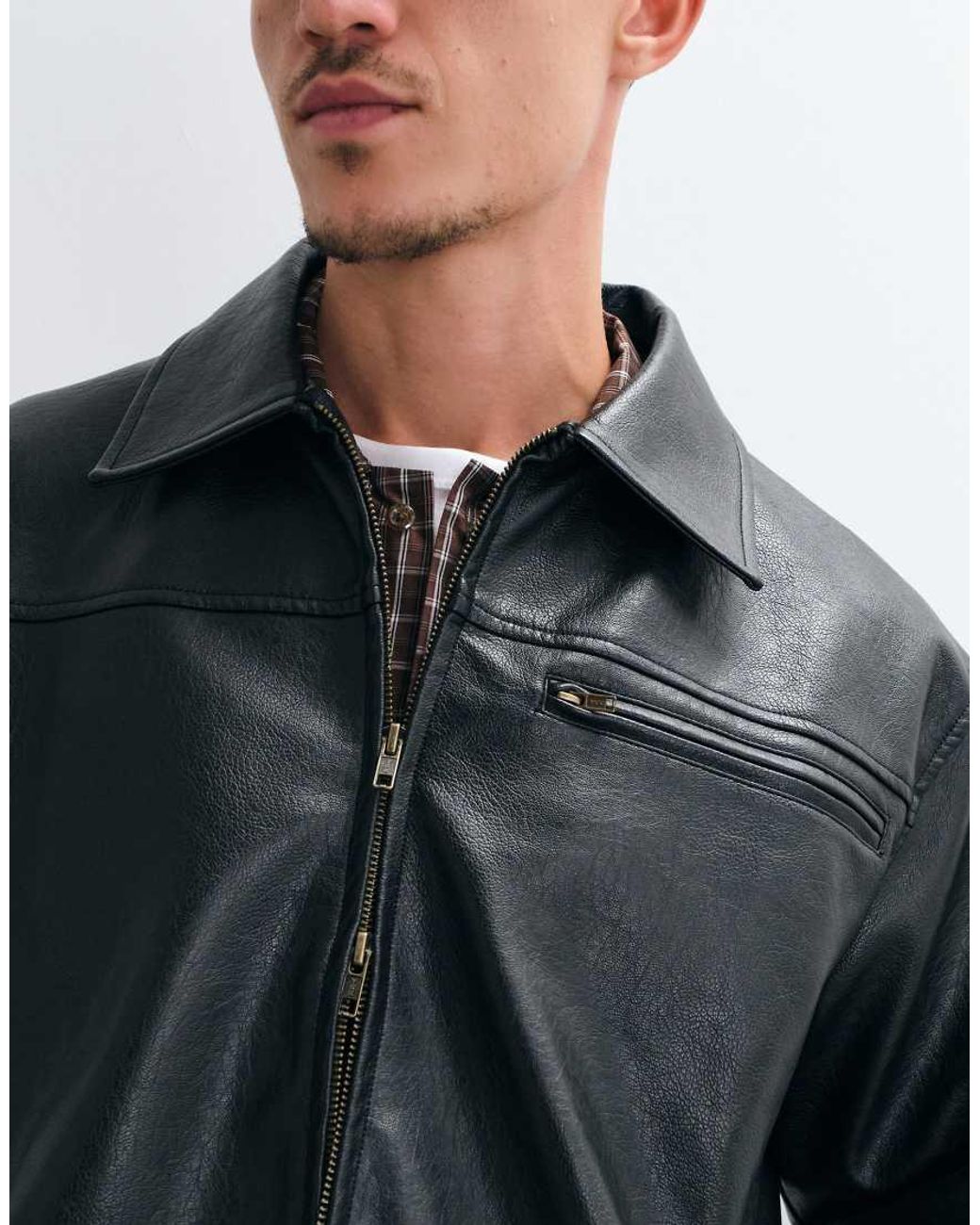Colt MCR Blue Colt Bully Faux Leather Zip Through Jacket for men