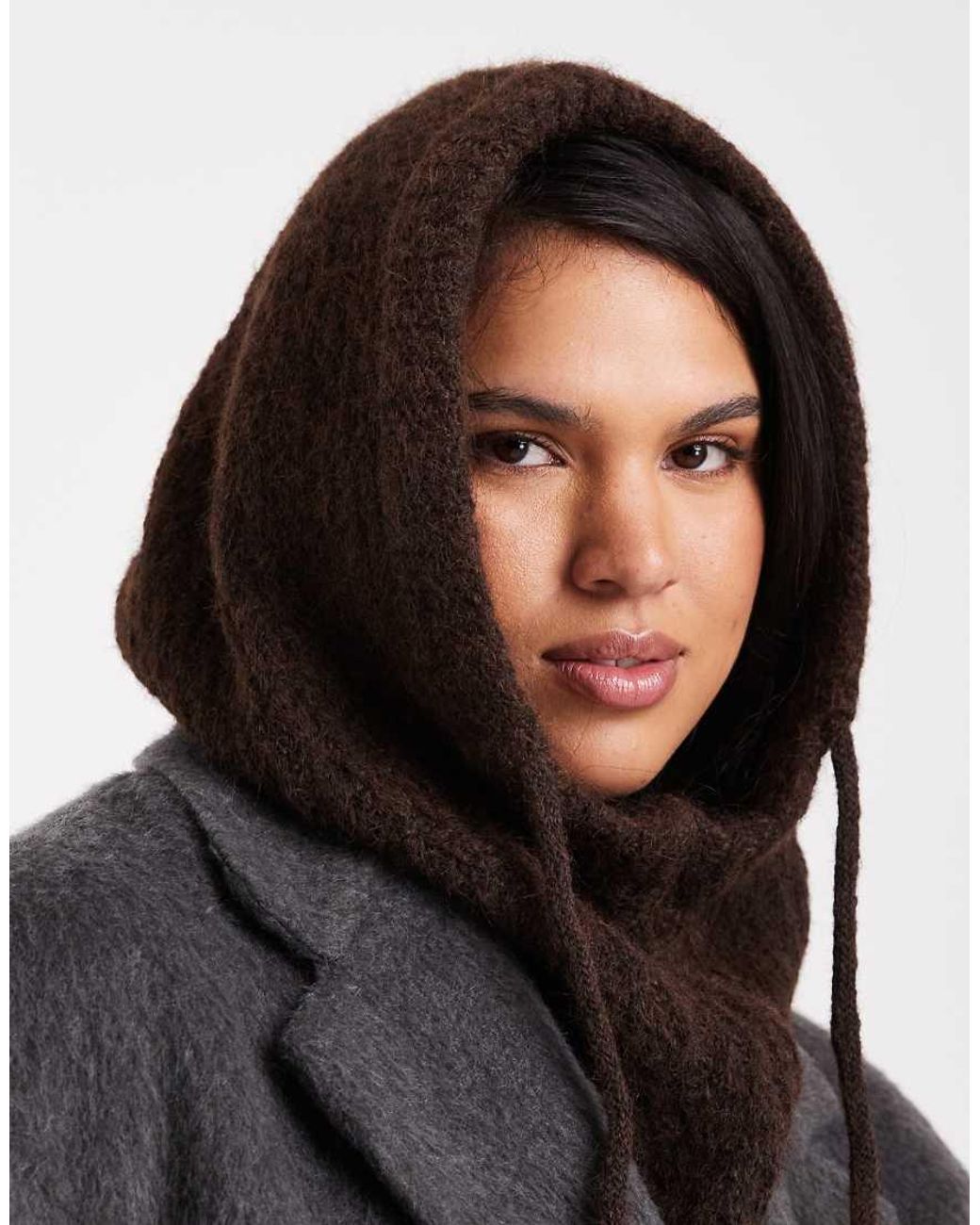 Pieces Brown Oversized Balaclava Snood