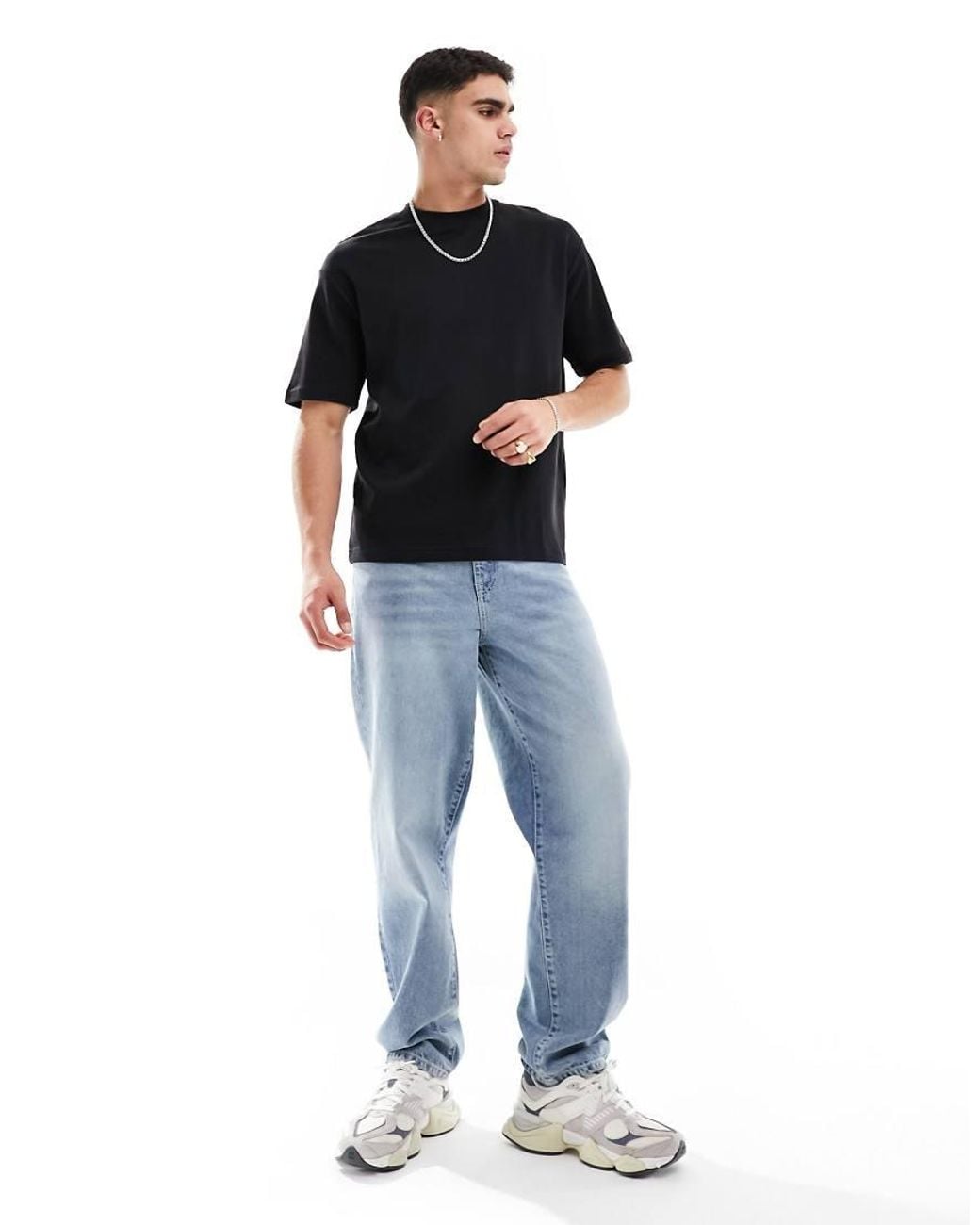 SELECTED Black Oversized Boxy T-shirt for men