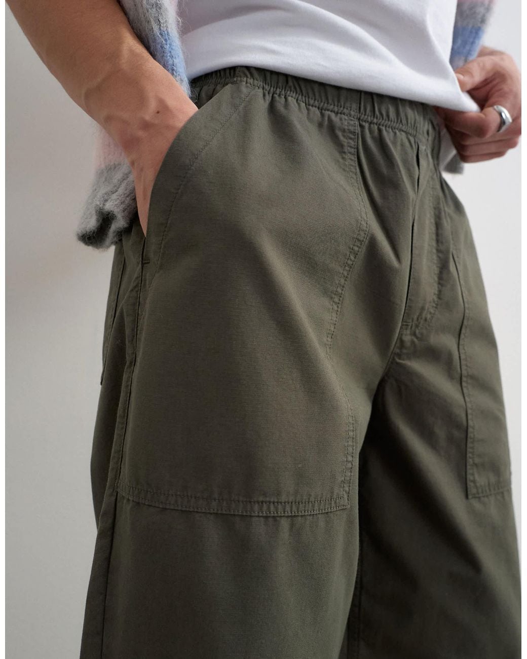 Shorten Ripstop Pants TOPMAN Baggy Fit Ripstop Trouser in Gray for Men | Lyst