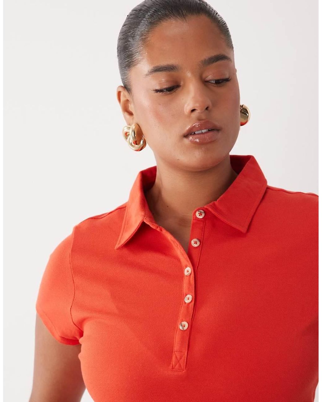 ASOS Red Asos Design Curve Picquot Shrunken Polo
