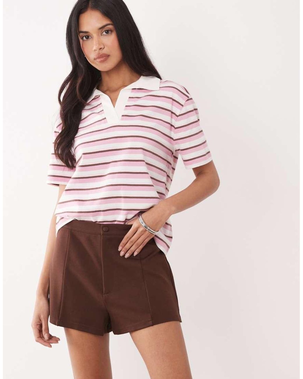 The Frolic Pink Exclusive Cotton Collared Polo Top