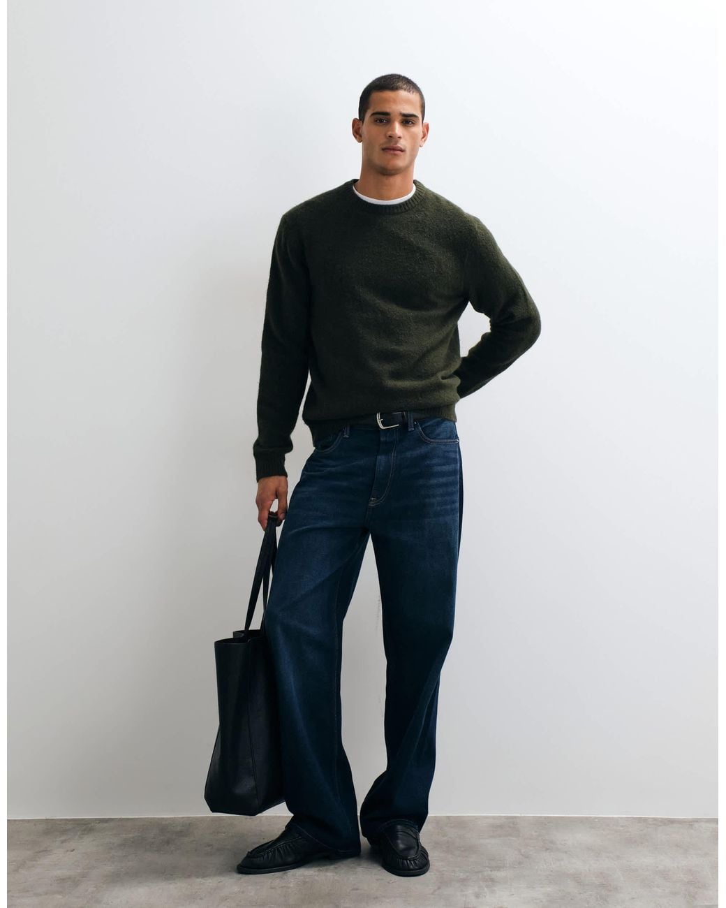 Jack & Jones Premium flauschiger strickpullover in Black für Herren