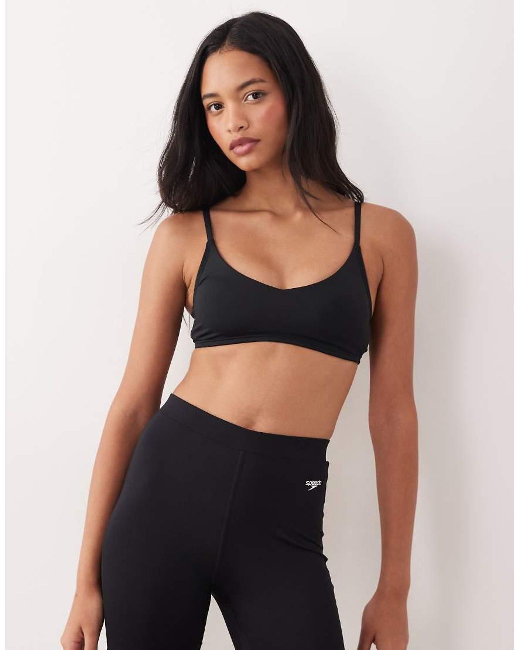 Speedo Black Solid Triangle Bikini Top