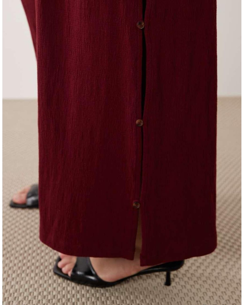 ASOS Red Asos Design Curve Cotton Crinkle Wide Leg Pants