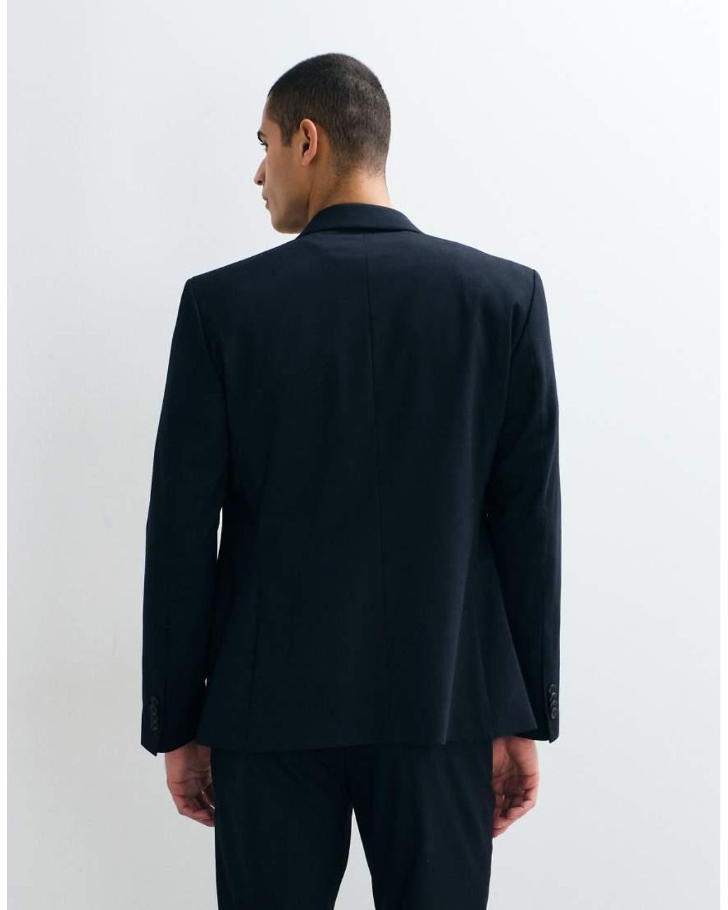ASOS Blue Slim Double Breasted Suit Jacket for men