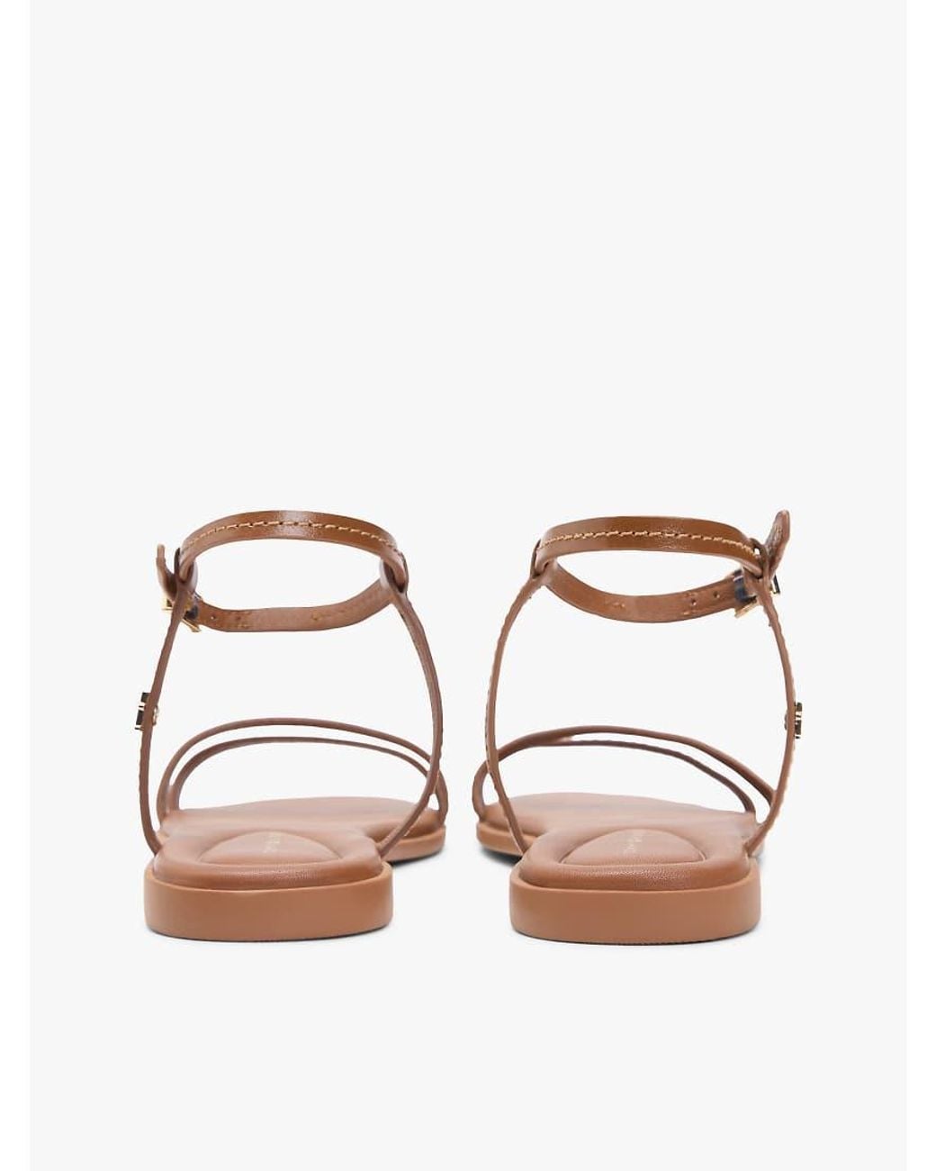 Tommy Hilfiger Pink Leather Contrast Topstitch Flat Sandals