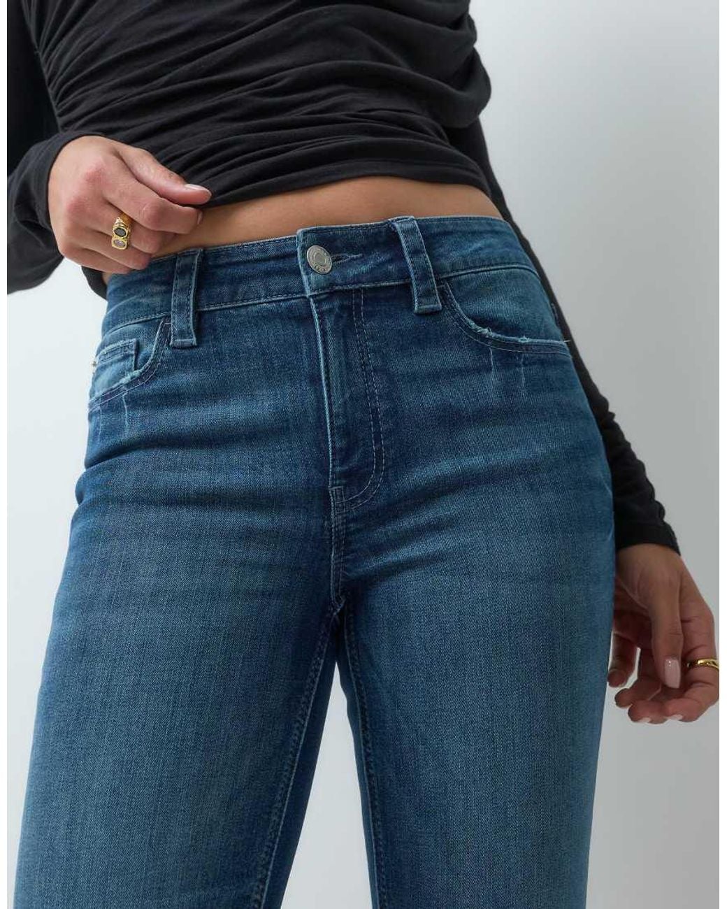 Gina Tricot Blue High Waist Flared Jeans
