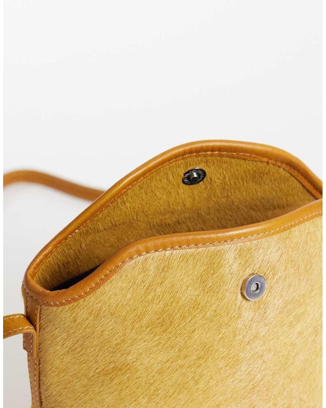 ASOS Natural Hair On Leather Mini Flap Top Crossbody Bag