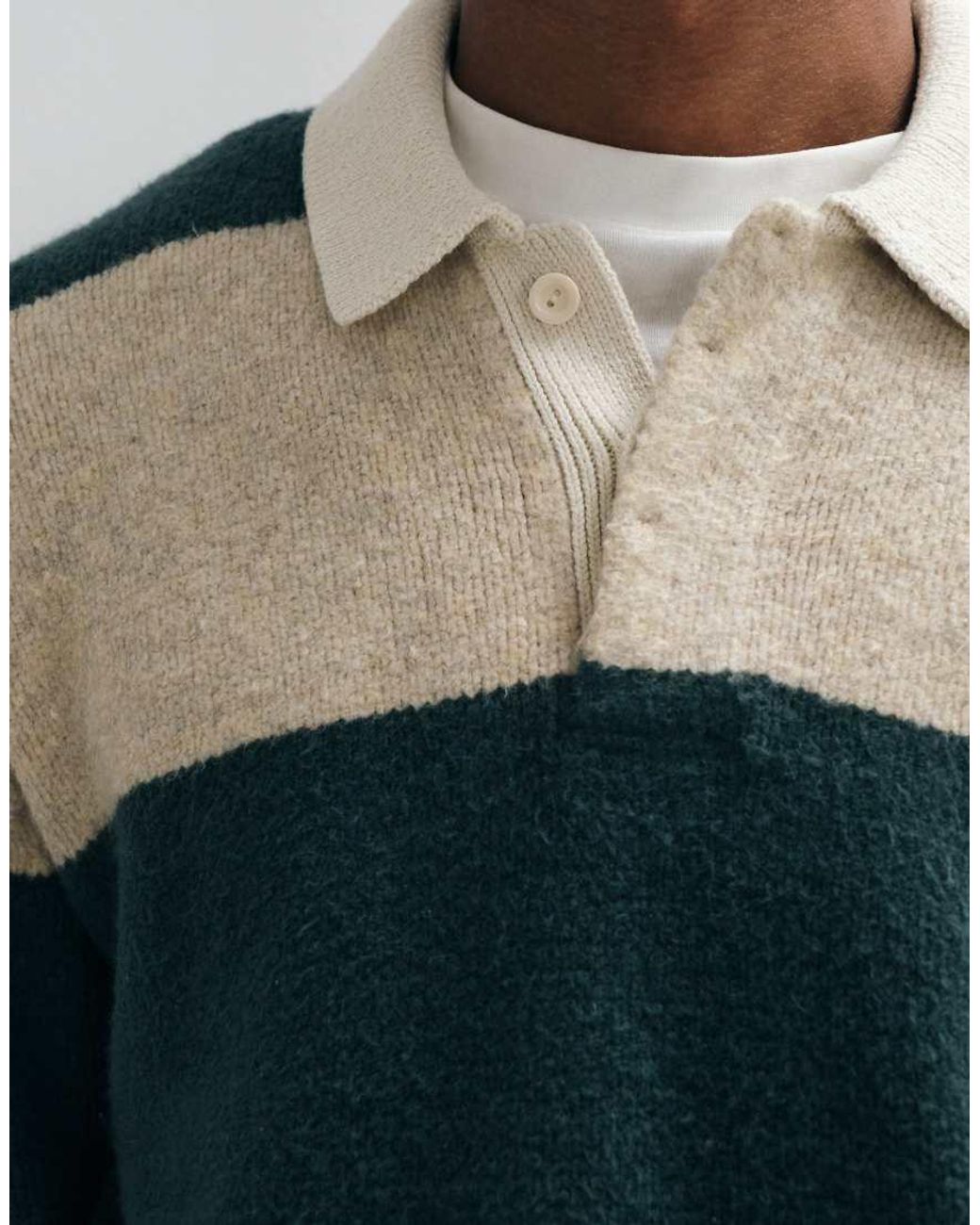 Abercrombie & Fitch Blue Knitted Long Sleeve Button Up Polo Jumper With Contrast Collar for men
