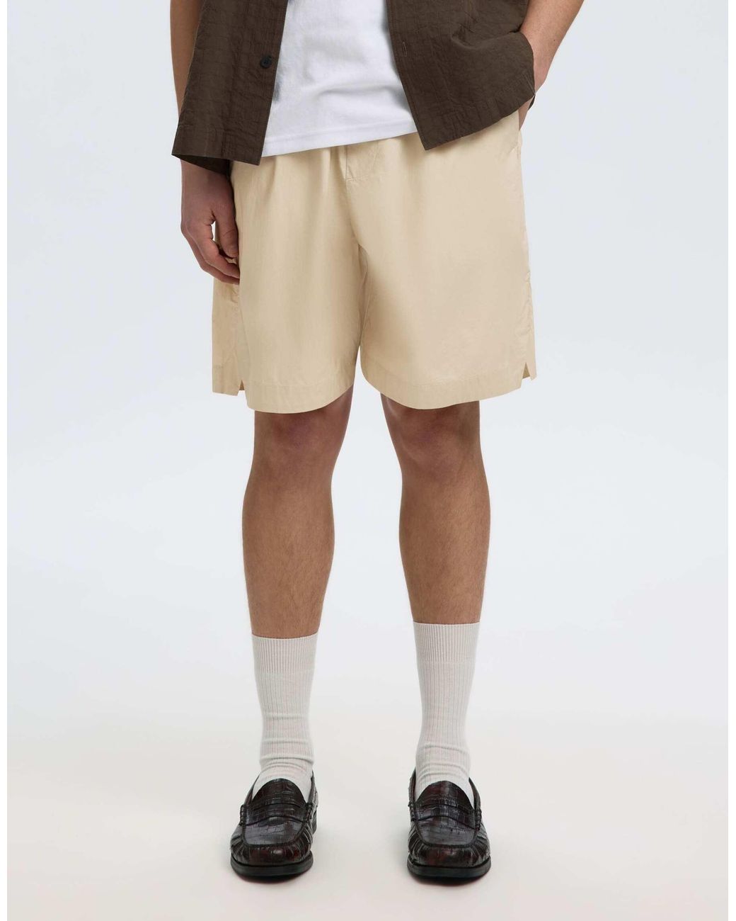 SELECTED Natural Cotton Poplin Drawstring Short for men