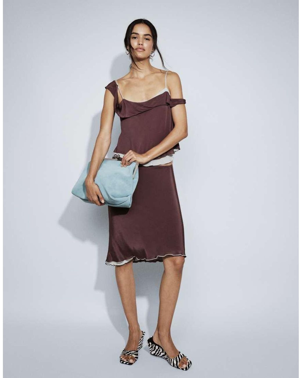 ASOS Blue Velvet Touch Oversized Frame Clutch Bag