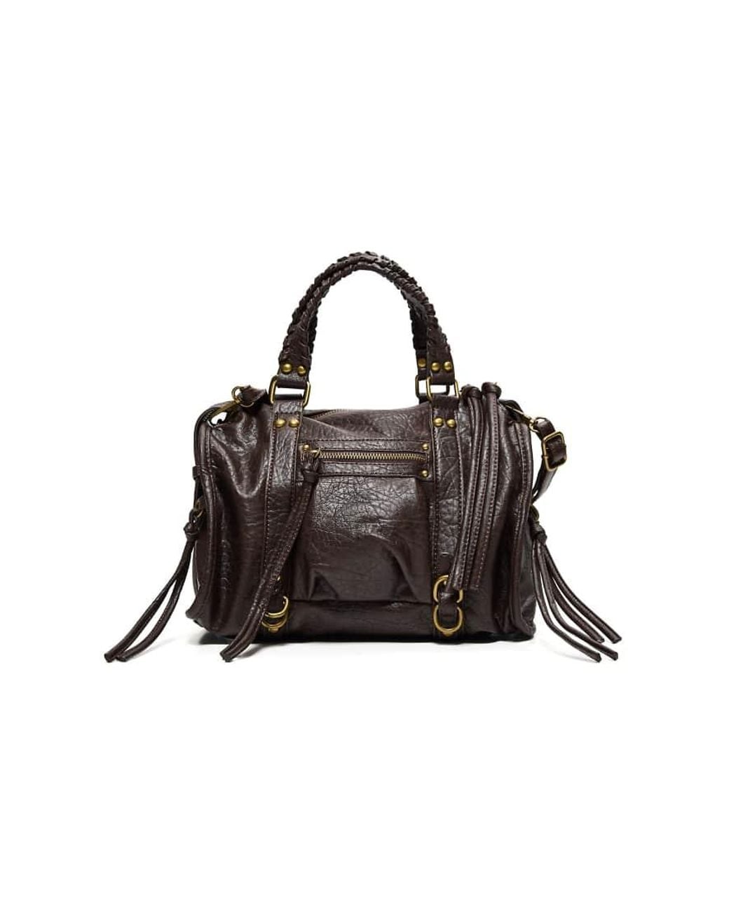 Bershka Black Worn-effect Bowling Bag With Straps