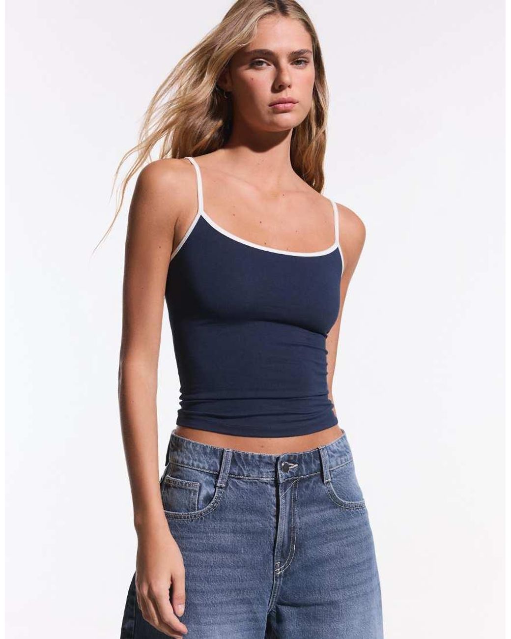 Bershka Blue Strappy Top