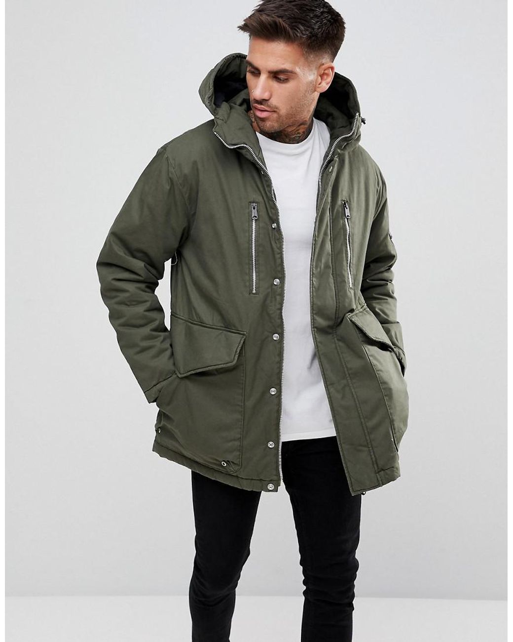 Pull and bear parka homme deals