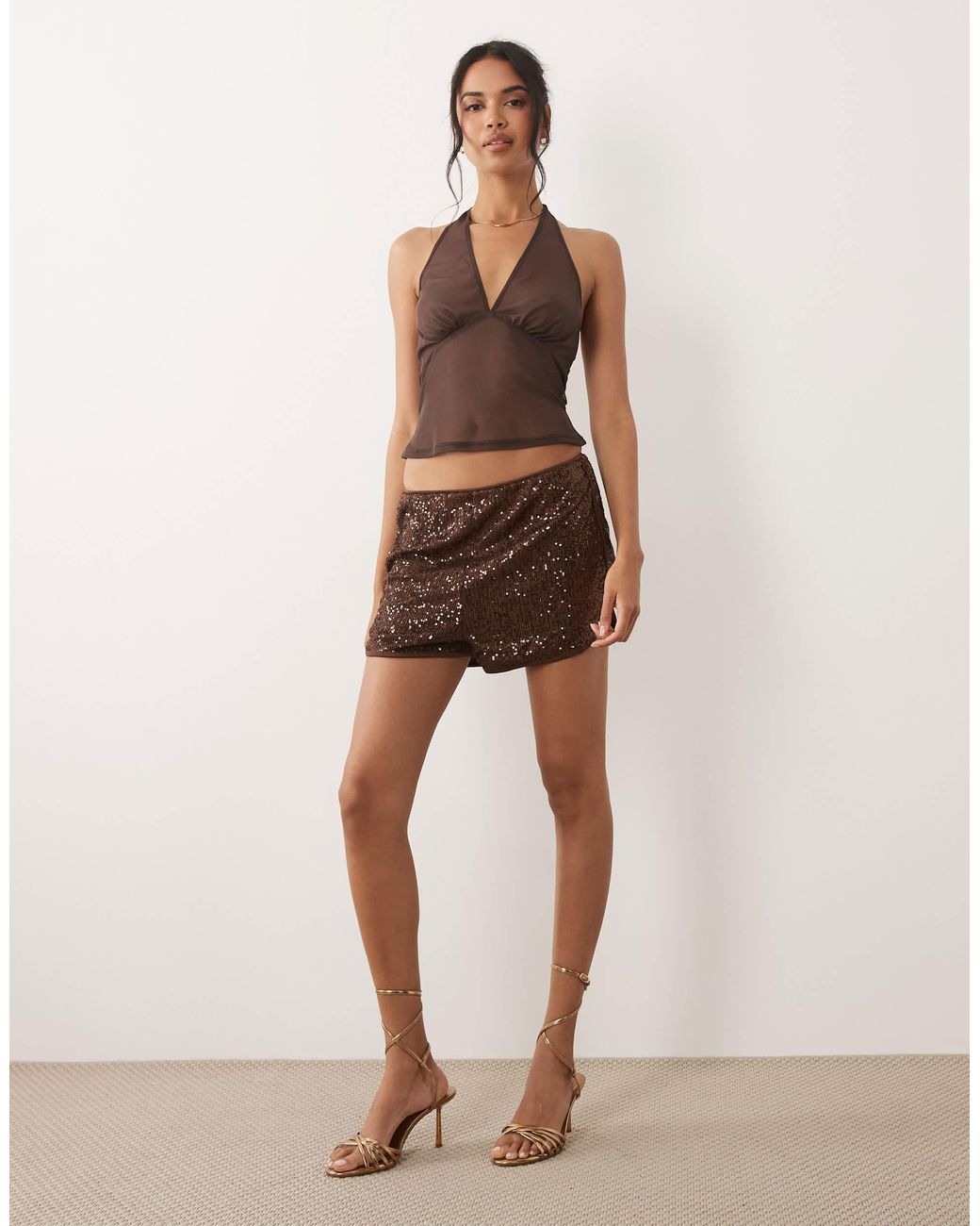 ASOS Brown Sequin Runner Short