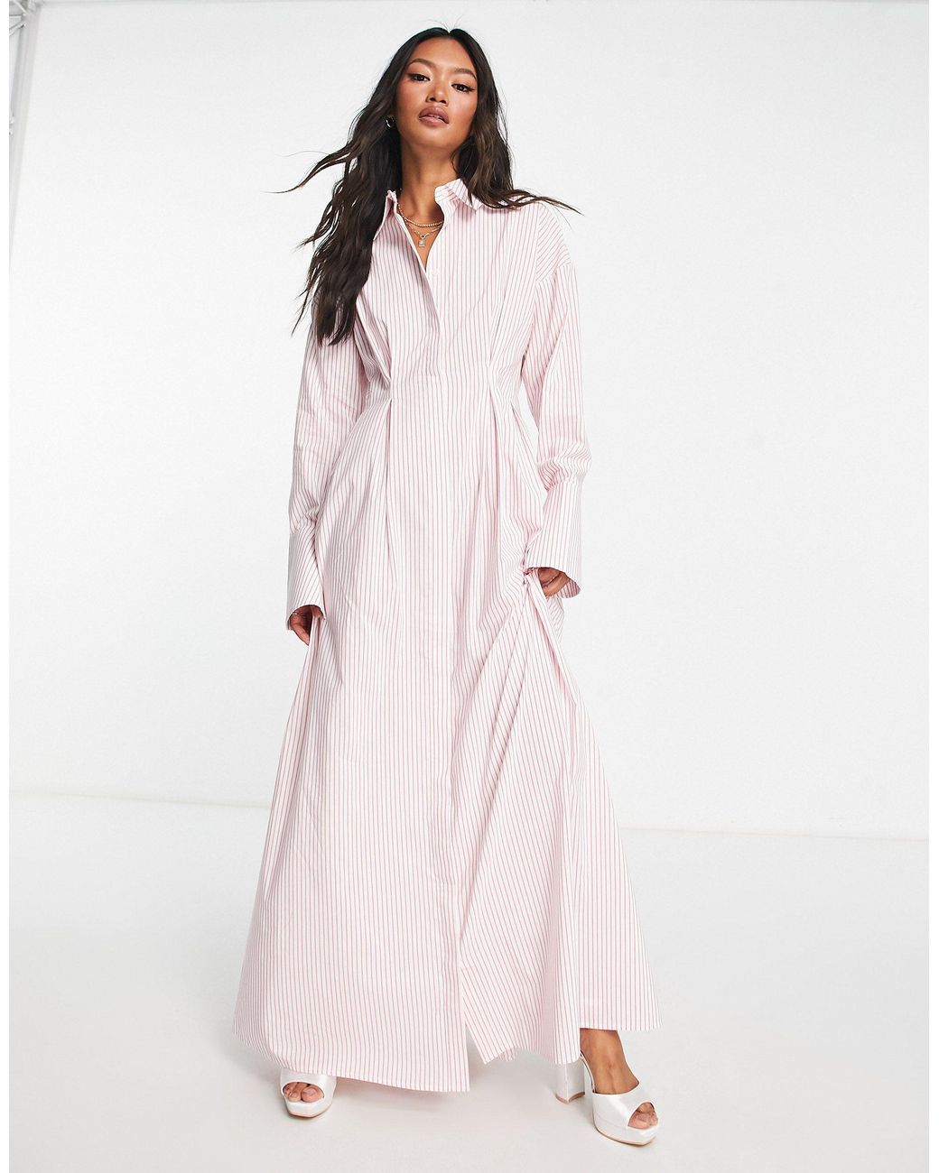 Pink maxi top shirt dress