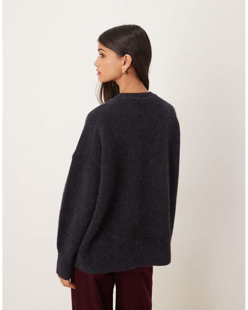ASOS Blue Premium Wool And Alpaca Oversized Crew Neck Jumper