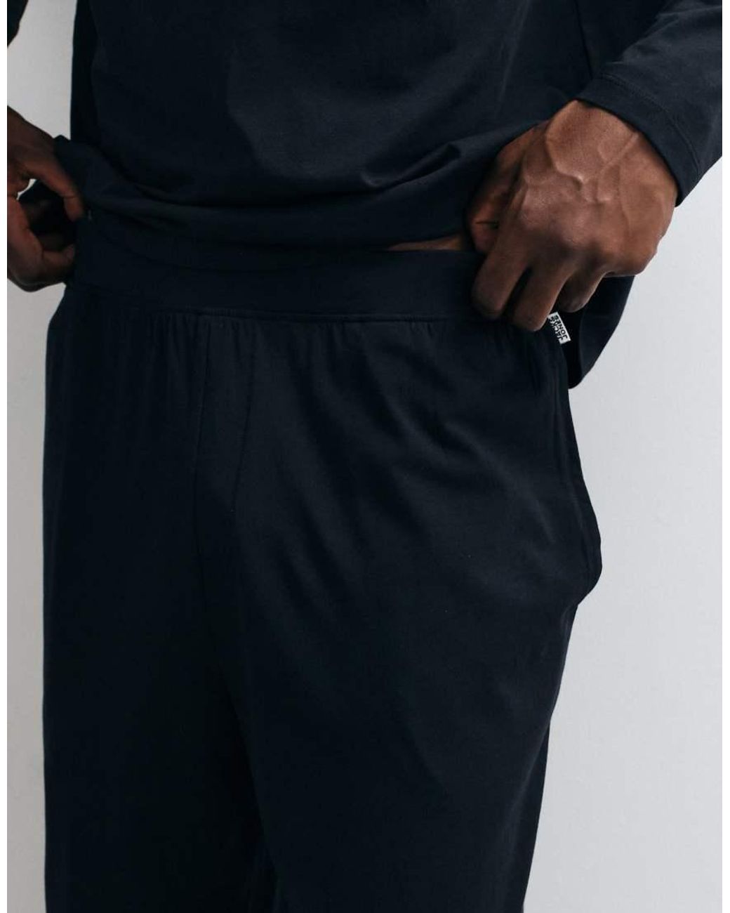 Jack & Jones Black Pyjama Top And Bottoms Set for men