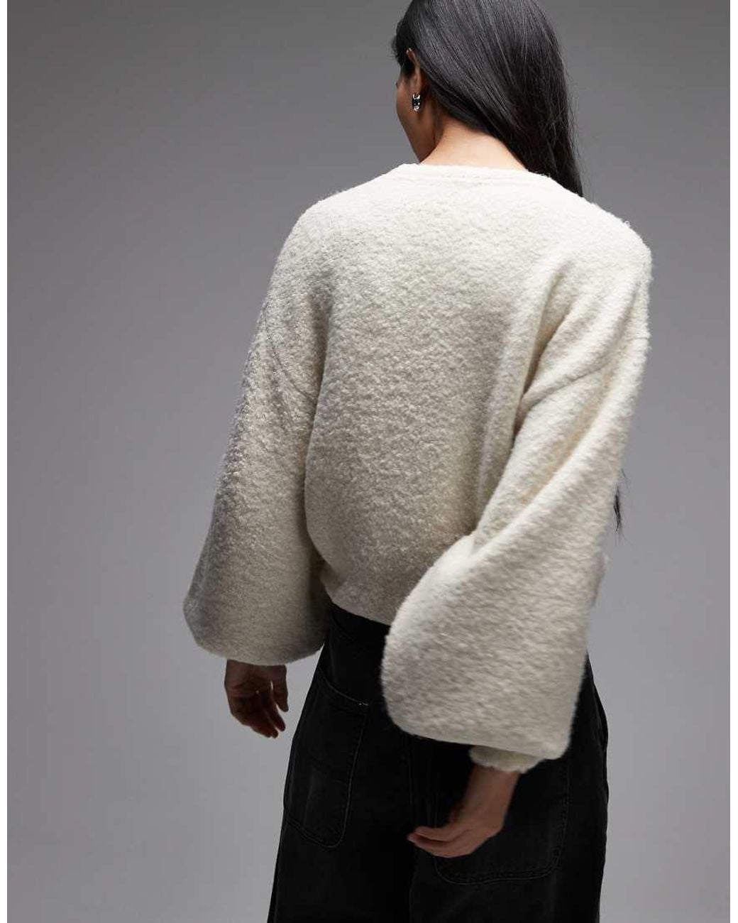 ASOS Gray Knitted Boucle Wrap Jumper