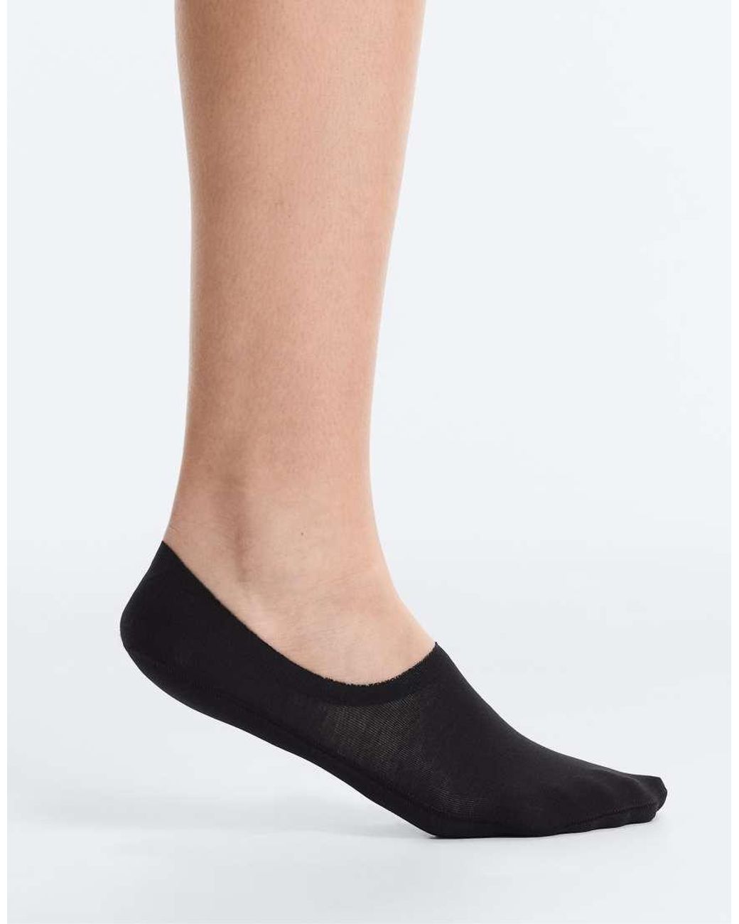 Oysho Black 2 Pairs Of High-Cut Ribbed Cotton Blend Invisible Socks