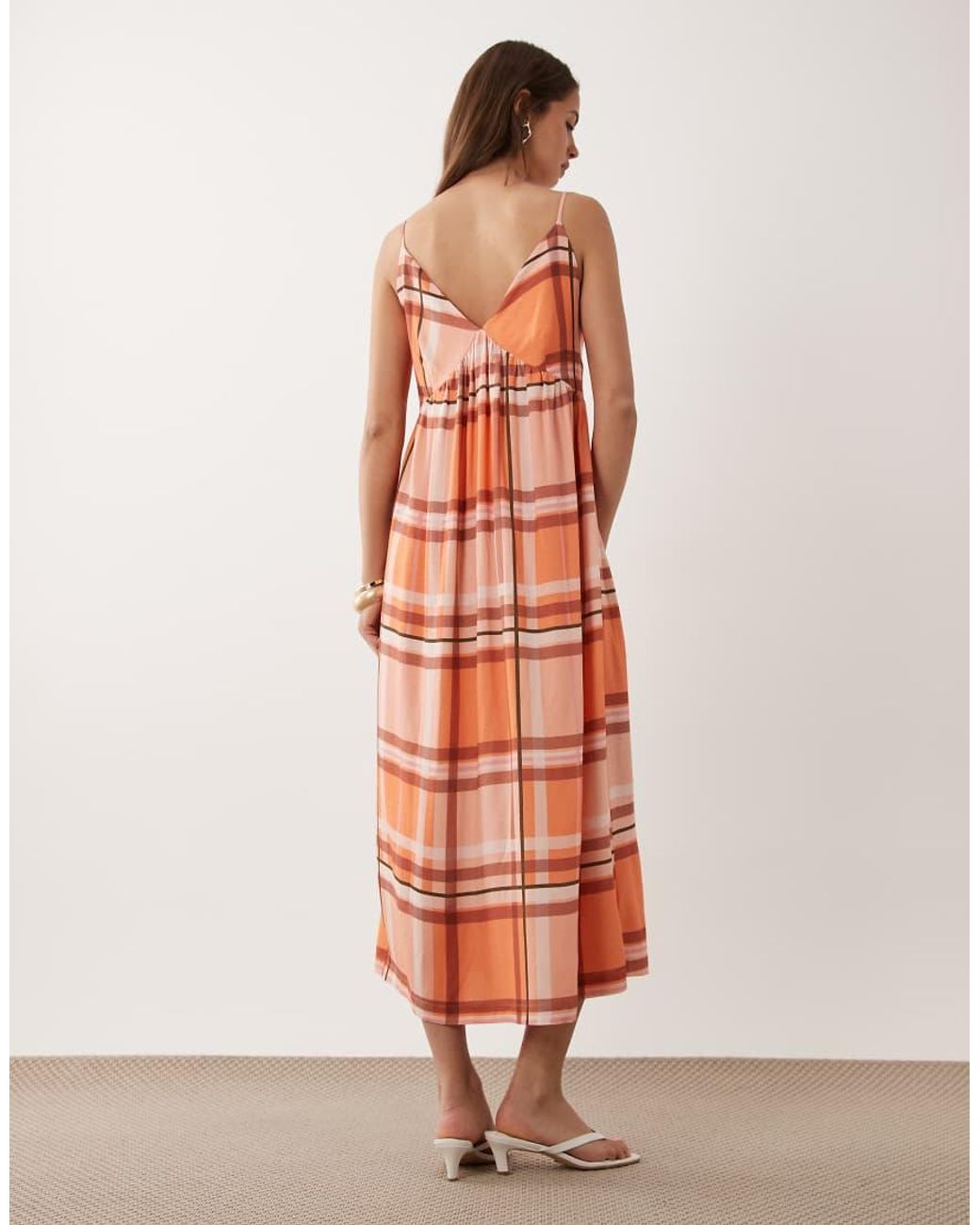 ASOS Multicolor Linen Blend Deep V Maxi Sundress