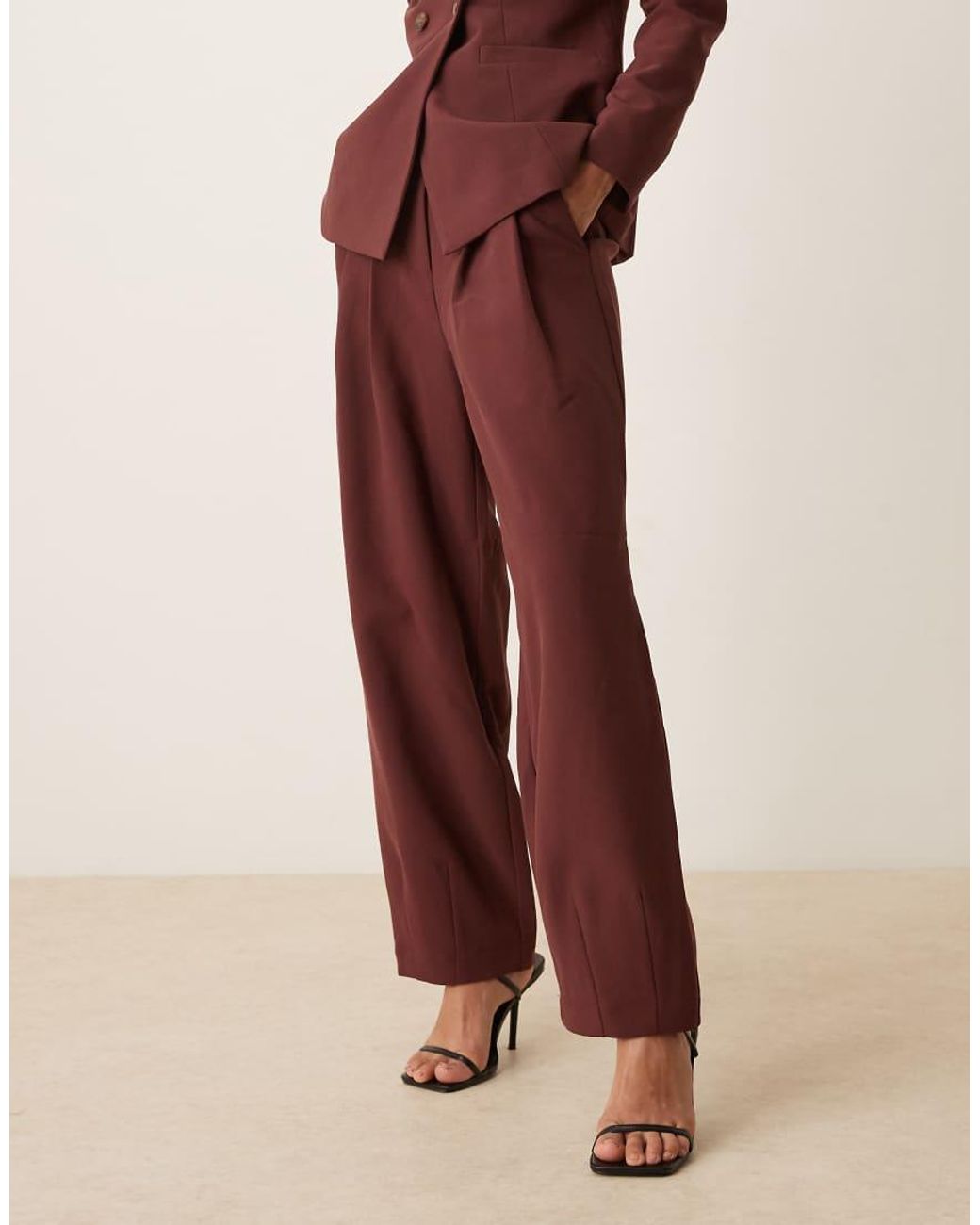Aware Red Pleated Wide Leg Trouser Co-Ord