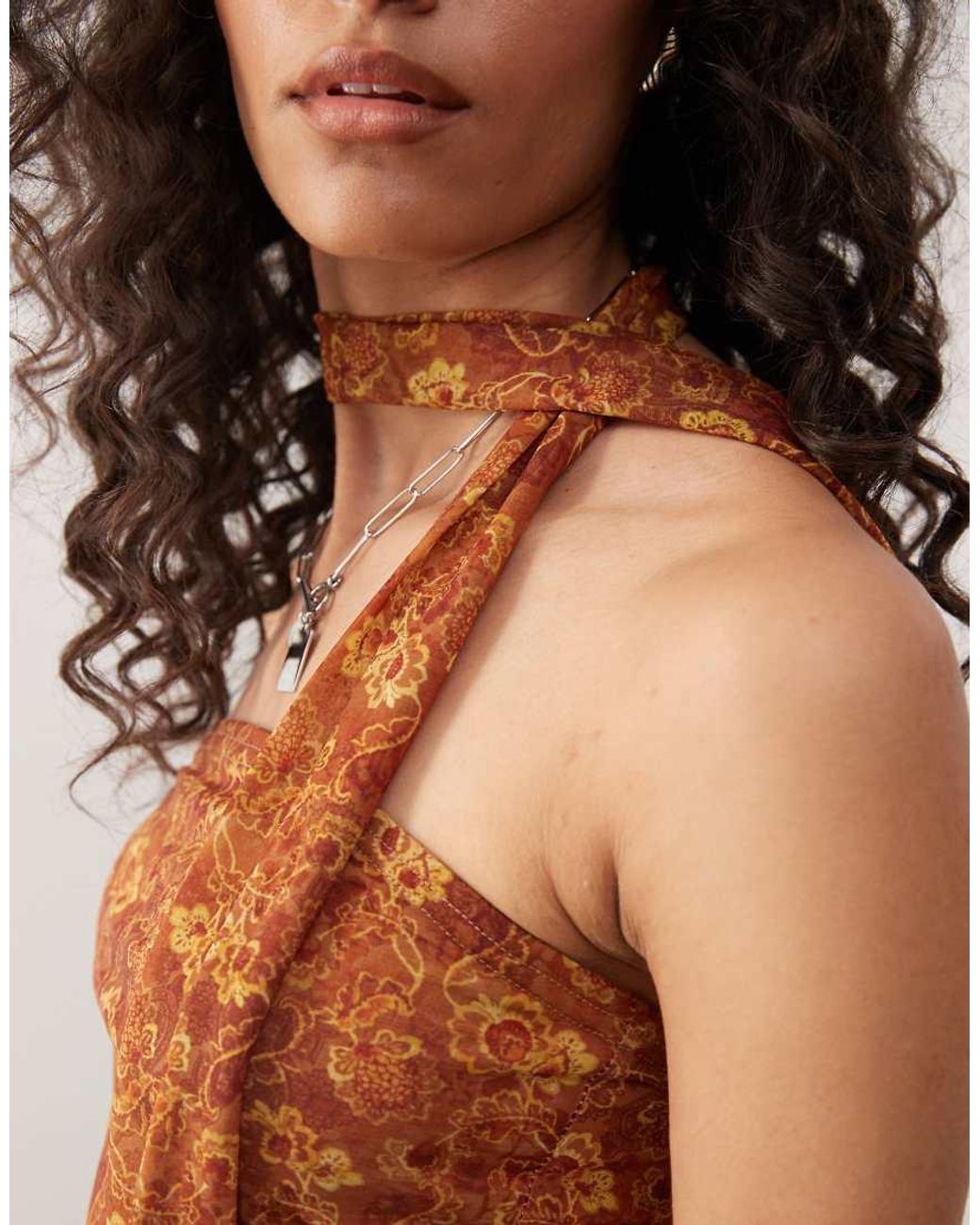 Reclaimed Vintage Brown Bandeau Top With Scarf
