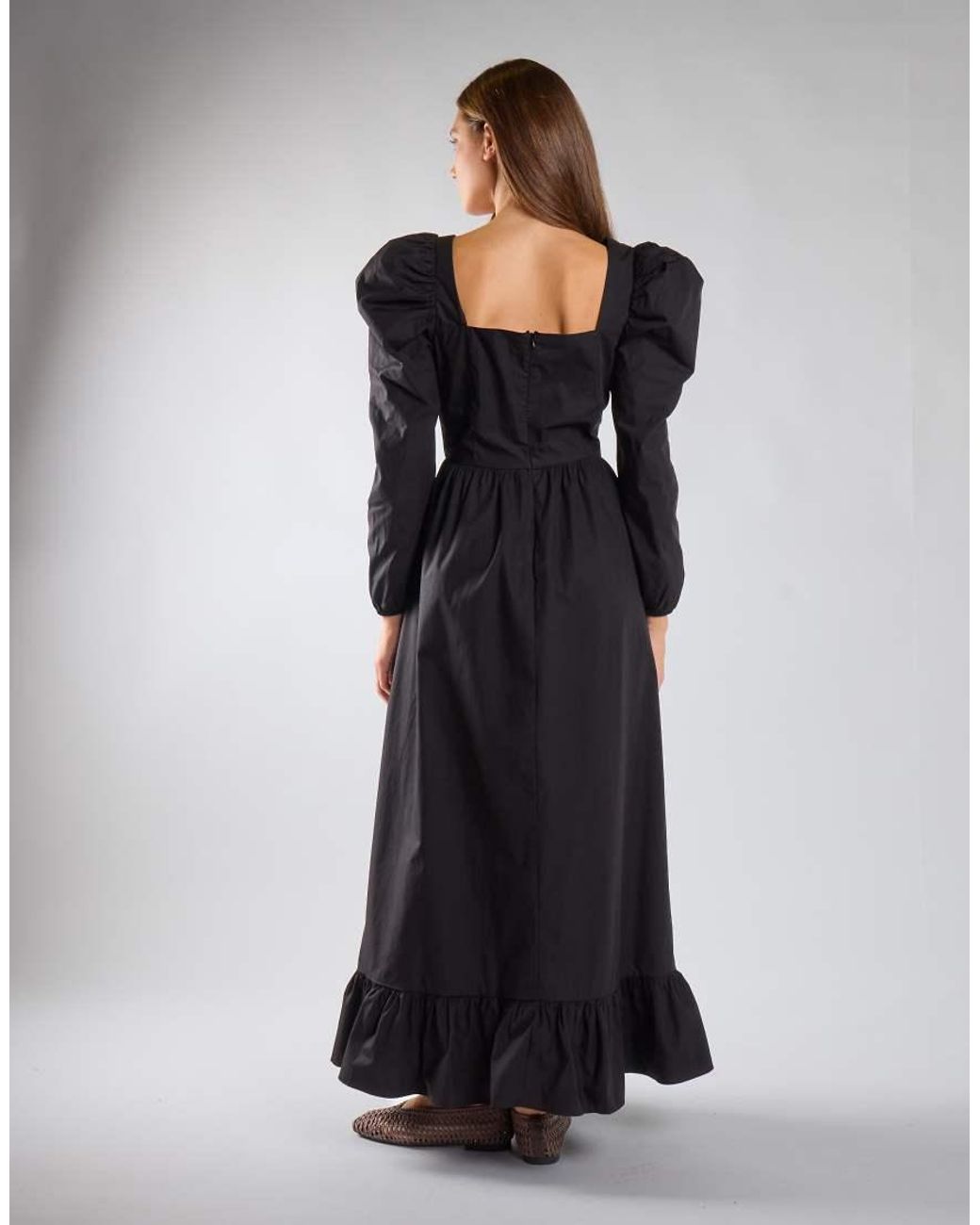 Glamorous Black Puff Long Statement Sleeve Maxi Dress
