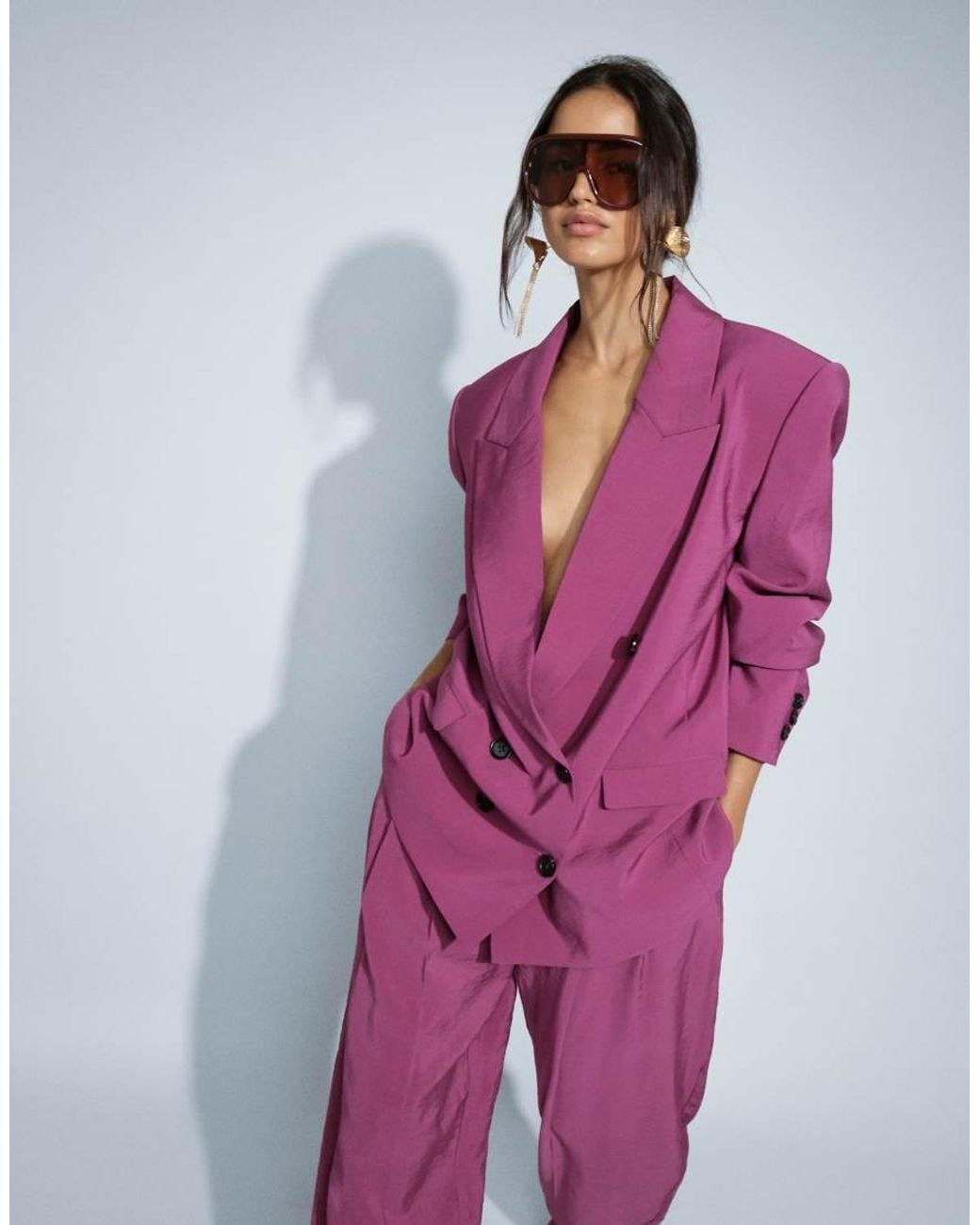 ASOS Pink Tailored Double Breasted Soft Suit Blazer