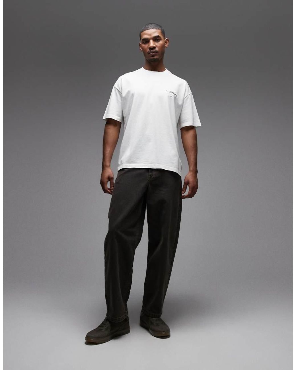 AllSaints White Underground Cow Print Logo T-shirt With Back Print for men
