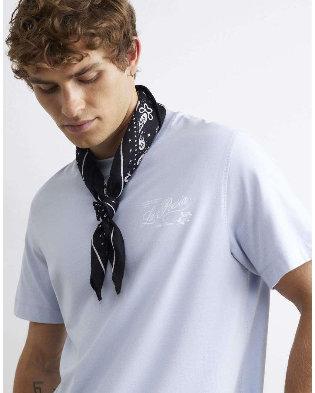 River Island Gray Short Sleeve Floral Print T-Shirt for men