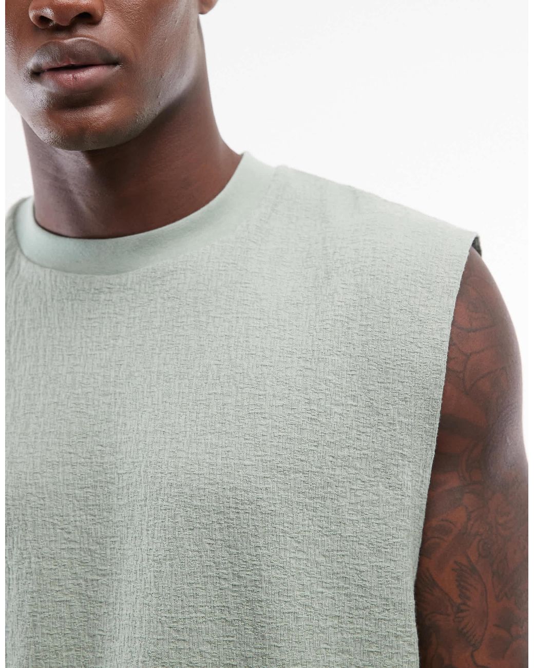 ASOS Gray Boxy Oversized Tank With Jacquard Texture for men