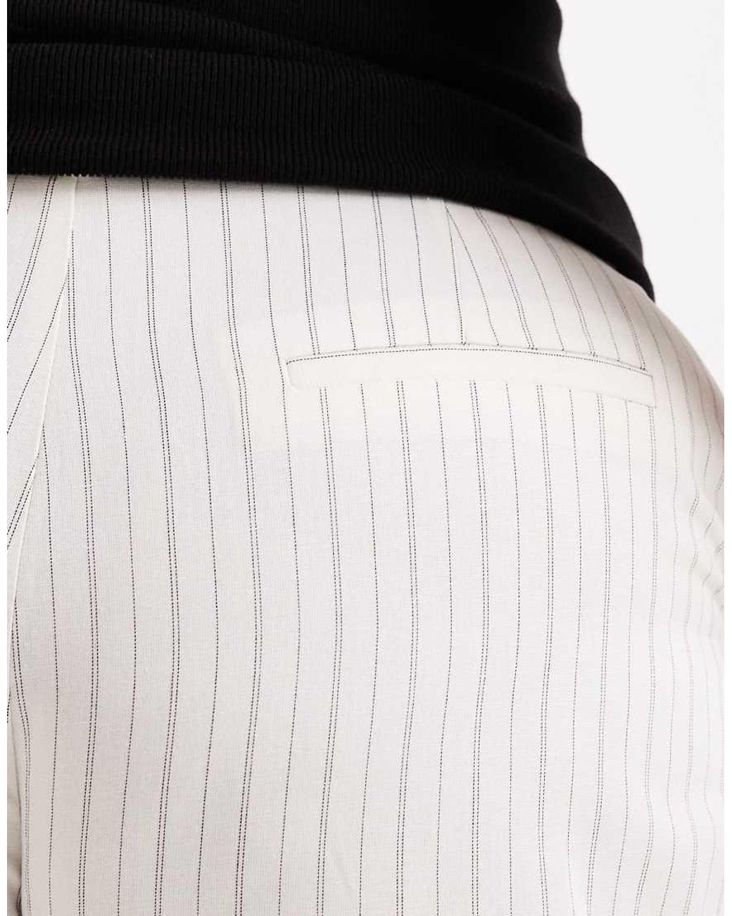 ASOS Black Curve Tailored Belted Palazzo Trousers With Linen