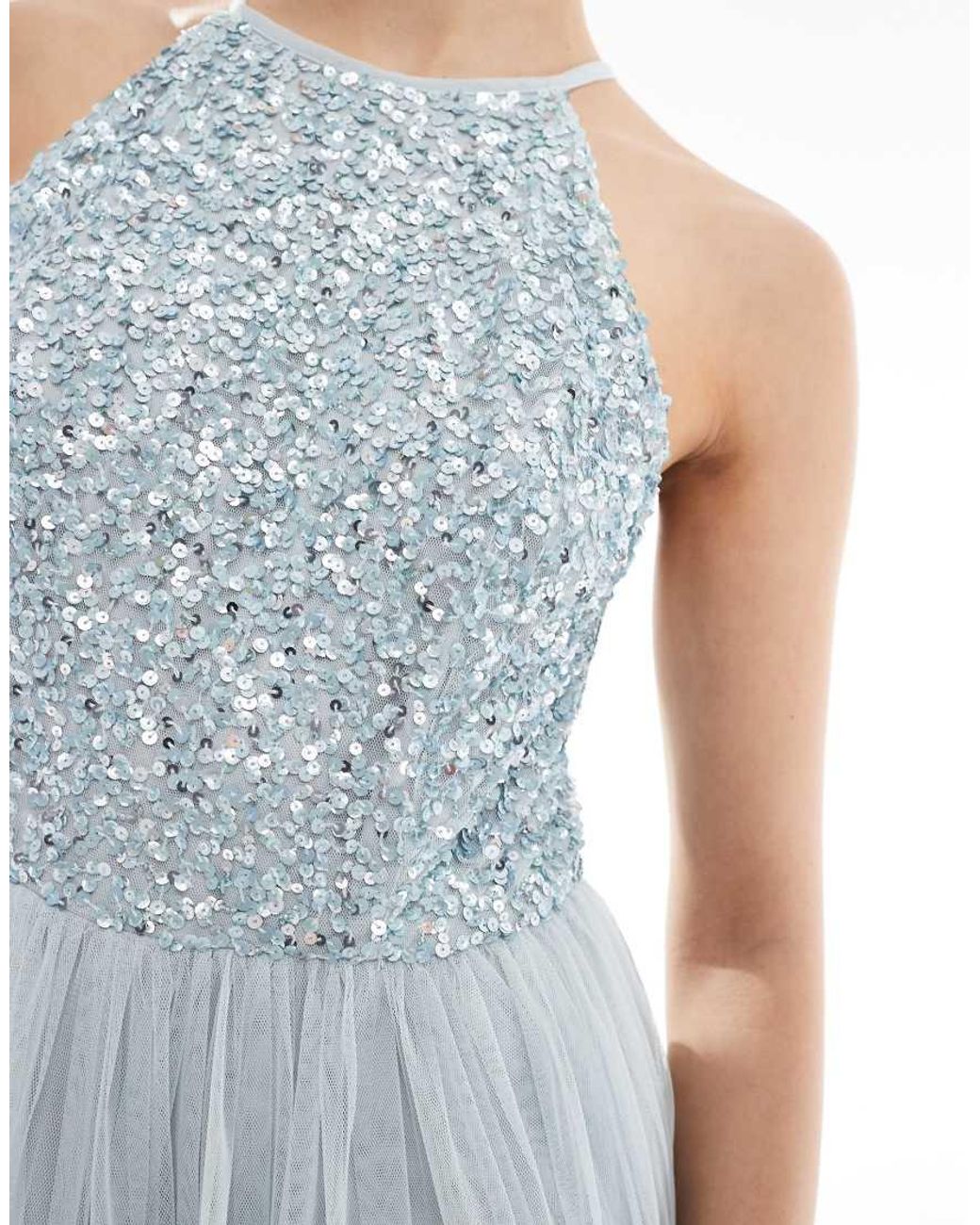 Maya White Embellished Halter Neck Maxi Bridesmaid Dress