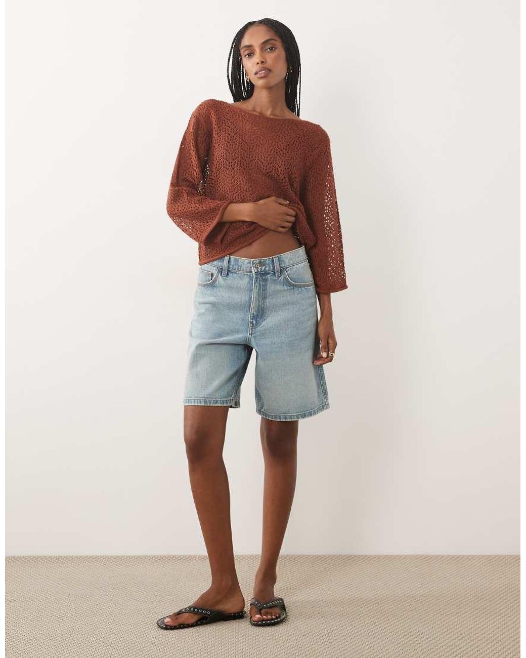 Jdy Red Boatneck Crochet Top
