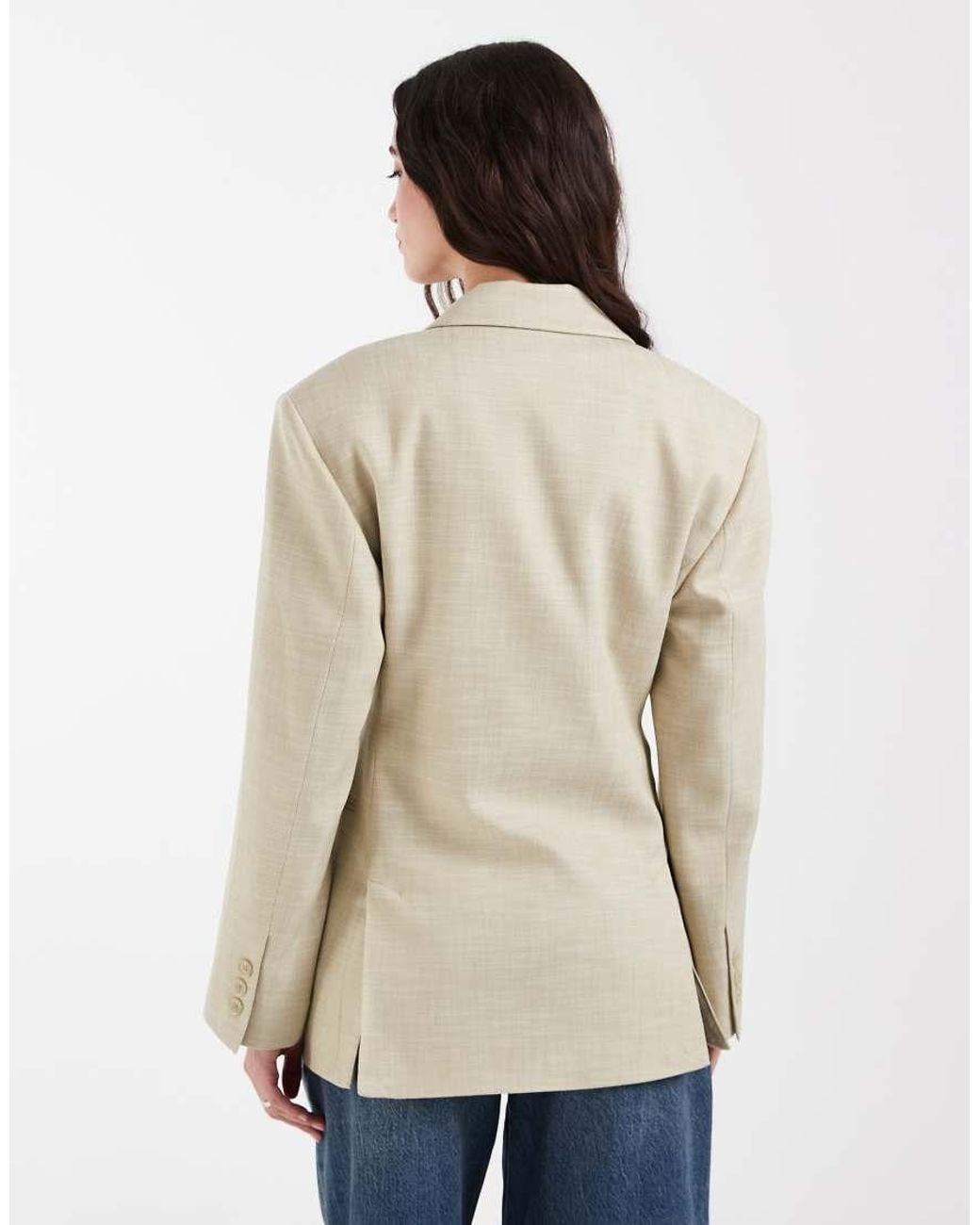 ASOS Natural Linen Look Double Breasted Blazer