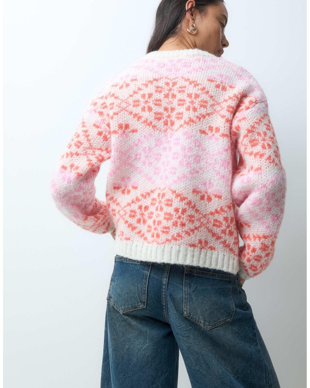 ONLY Pink Argyle Knitted Jumper