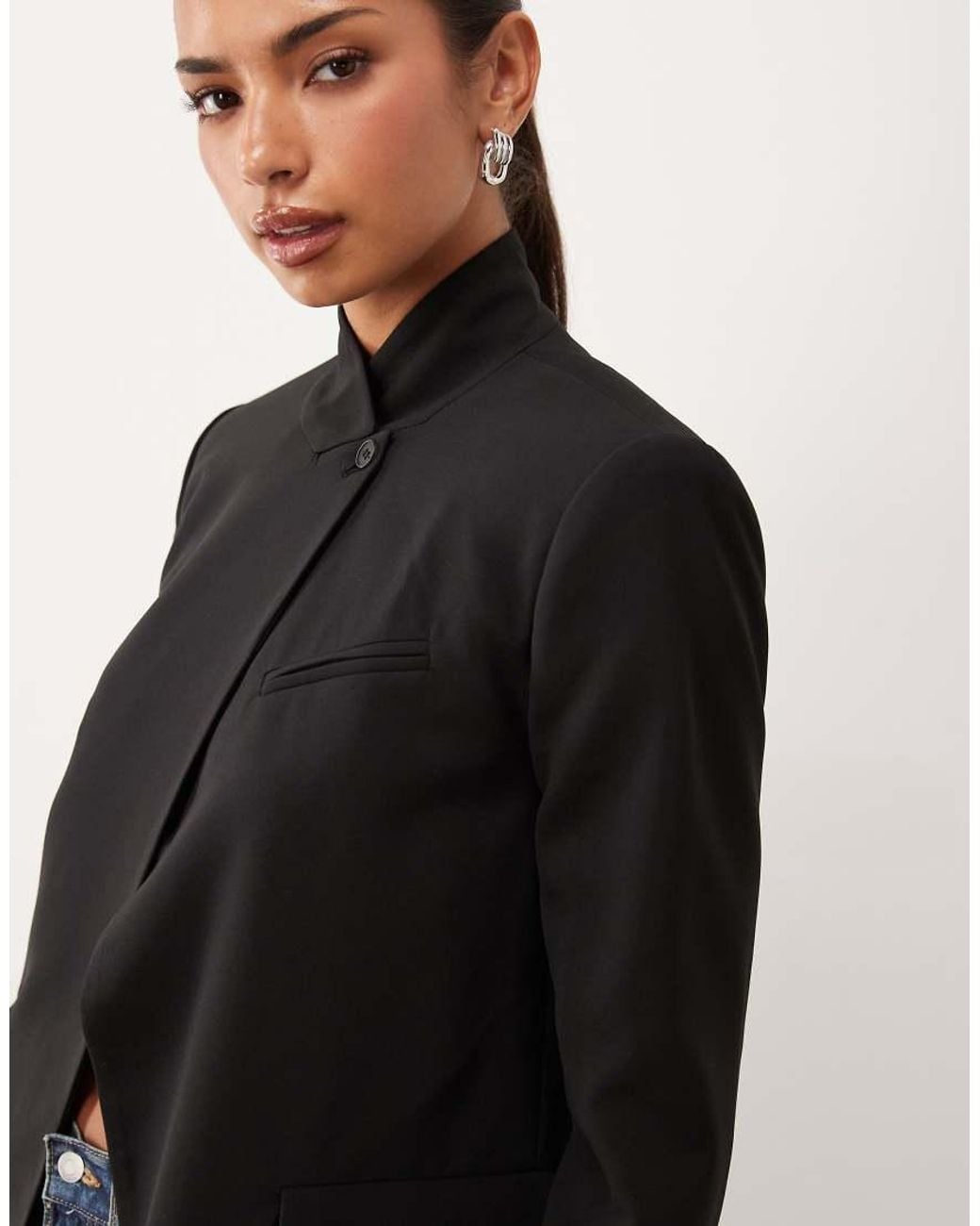 Lioness Black Trophy Club Asymmetric Wrap Front Blazer