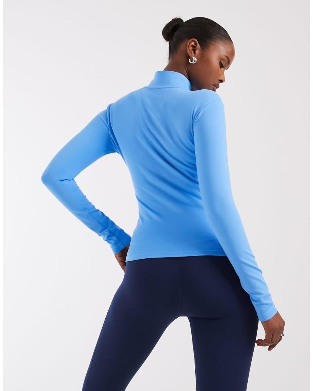 Nike Blue One Dri-fit Full Zip Fitted Long Sleeve Top