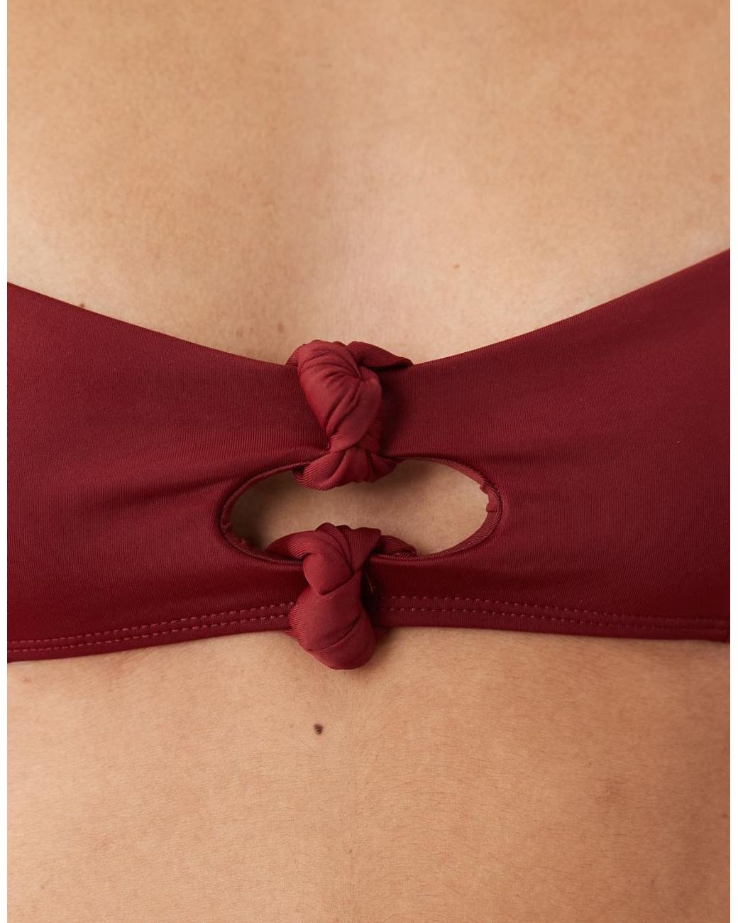 ASOS Red Martina Knot Crop Bikini Top