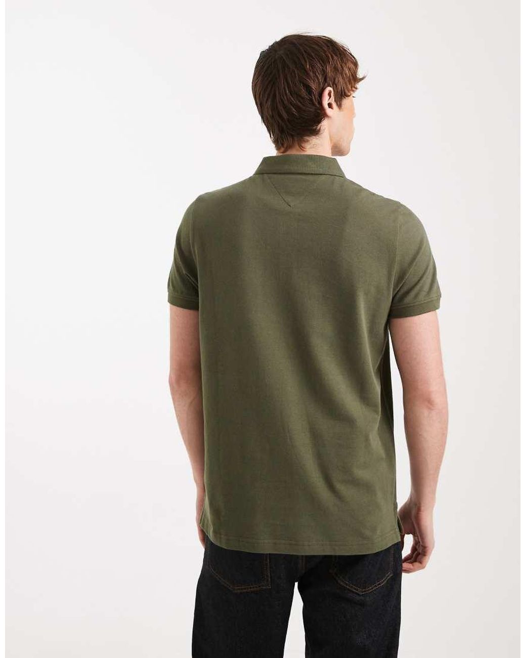 Tommy Hilfiger Green Slim Placket Short Sleeve Polo Shirt for men