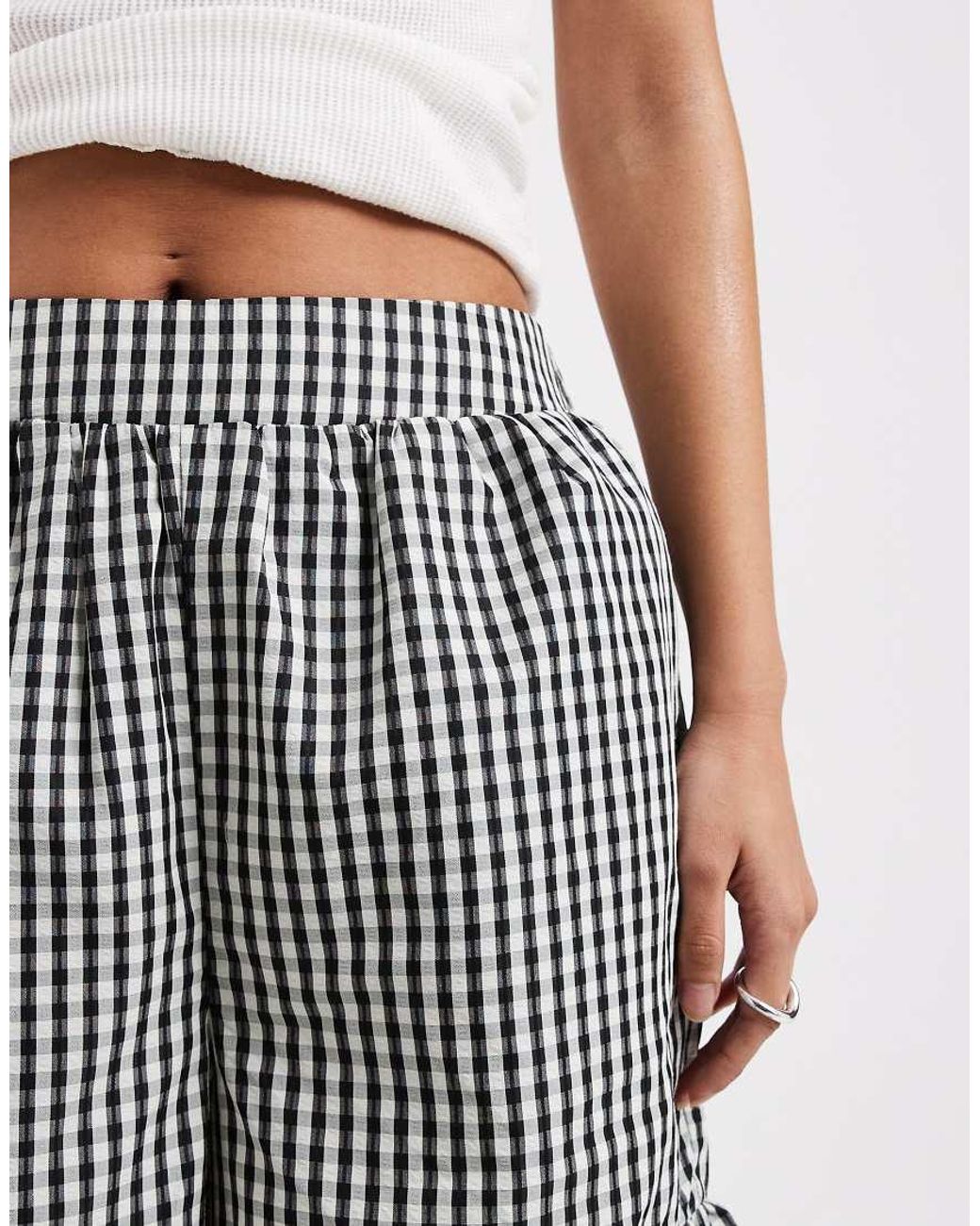 New Look Gray Frill Gingham Shorts