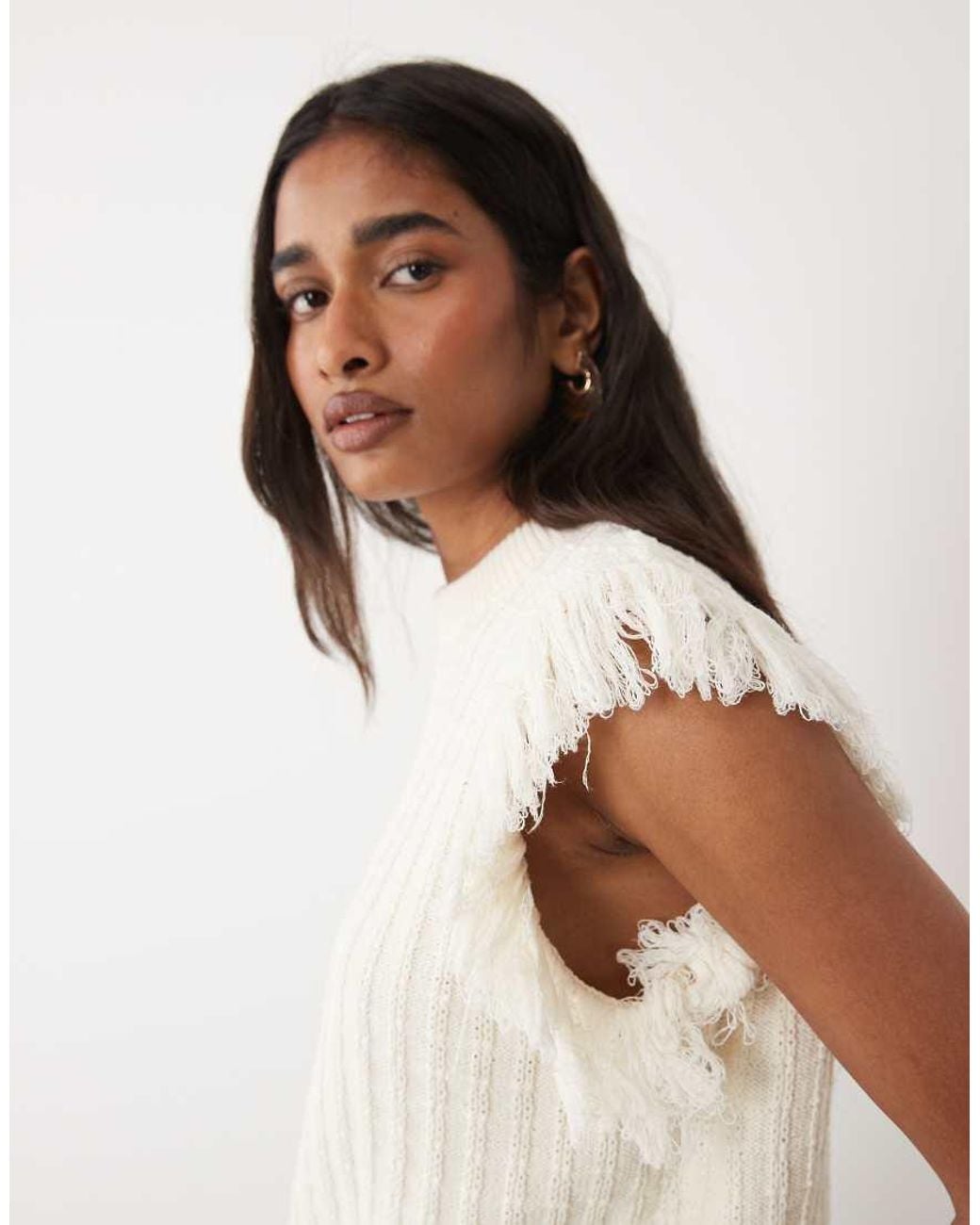 ASOS Natural Knitted Tweed Tank Jumper