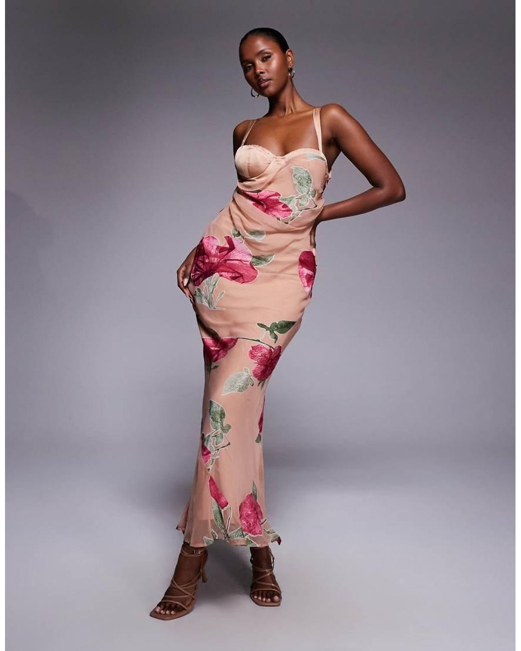 ASOS Multicolor Corset Detailing Maxi Dress