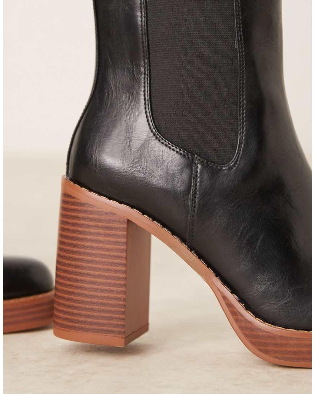ASOS Natural Evelyn Platform Heeled Ankle Boots