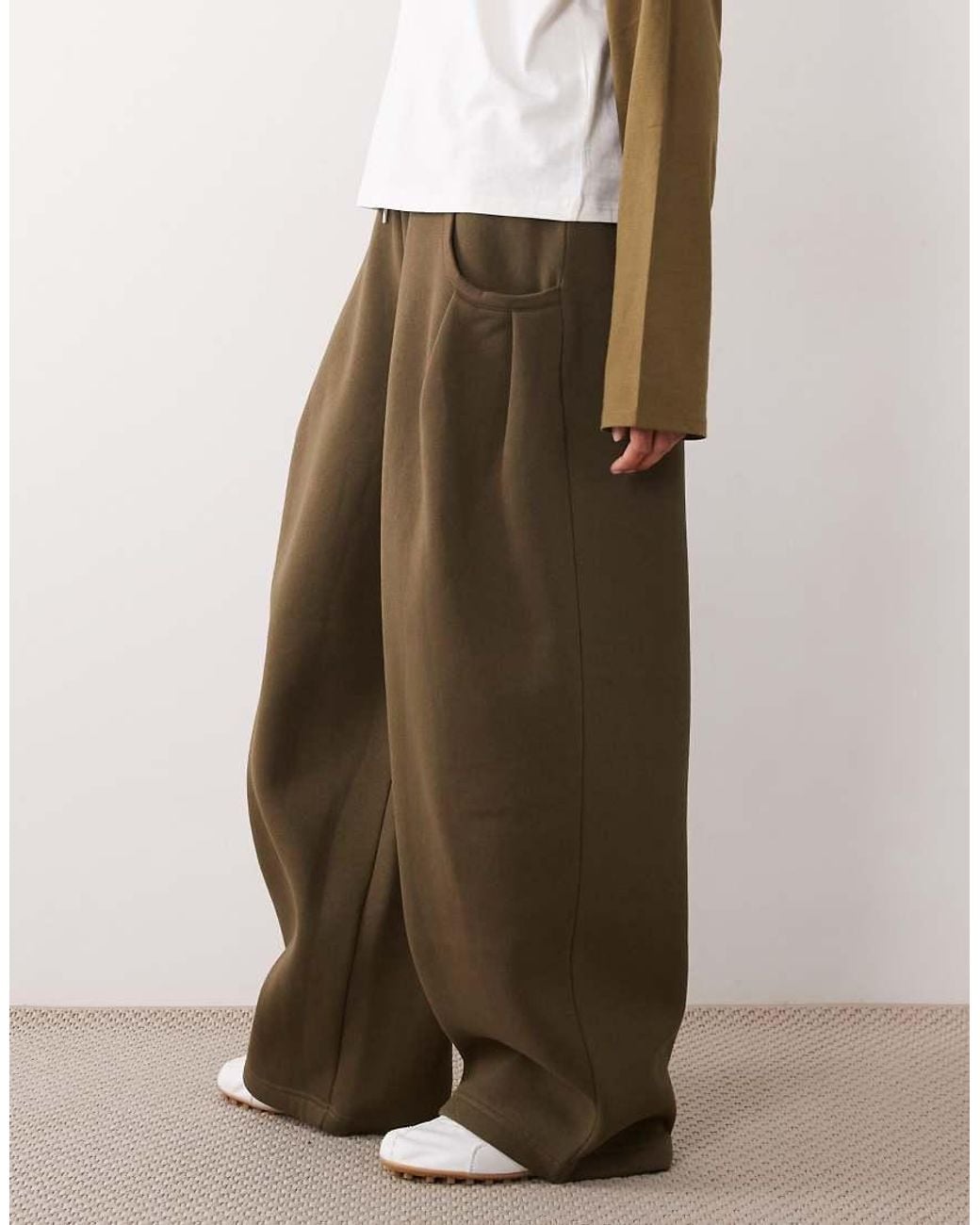ASOS Natural Pleat Detail Barrel Leg joggers