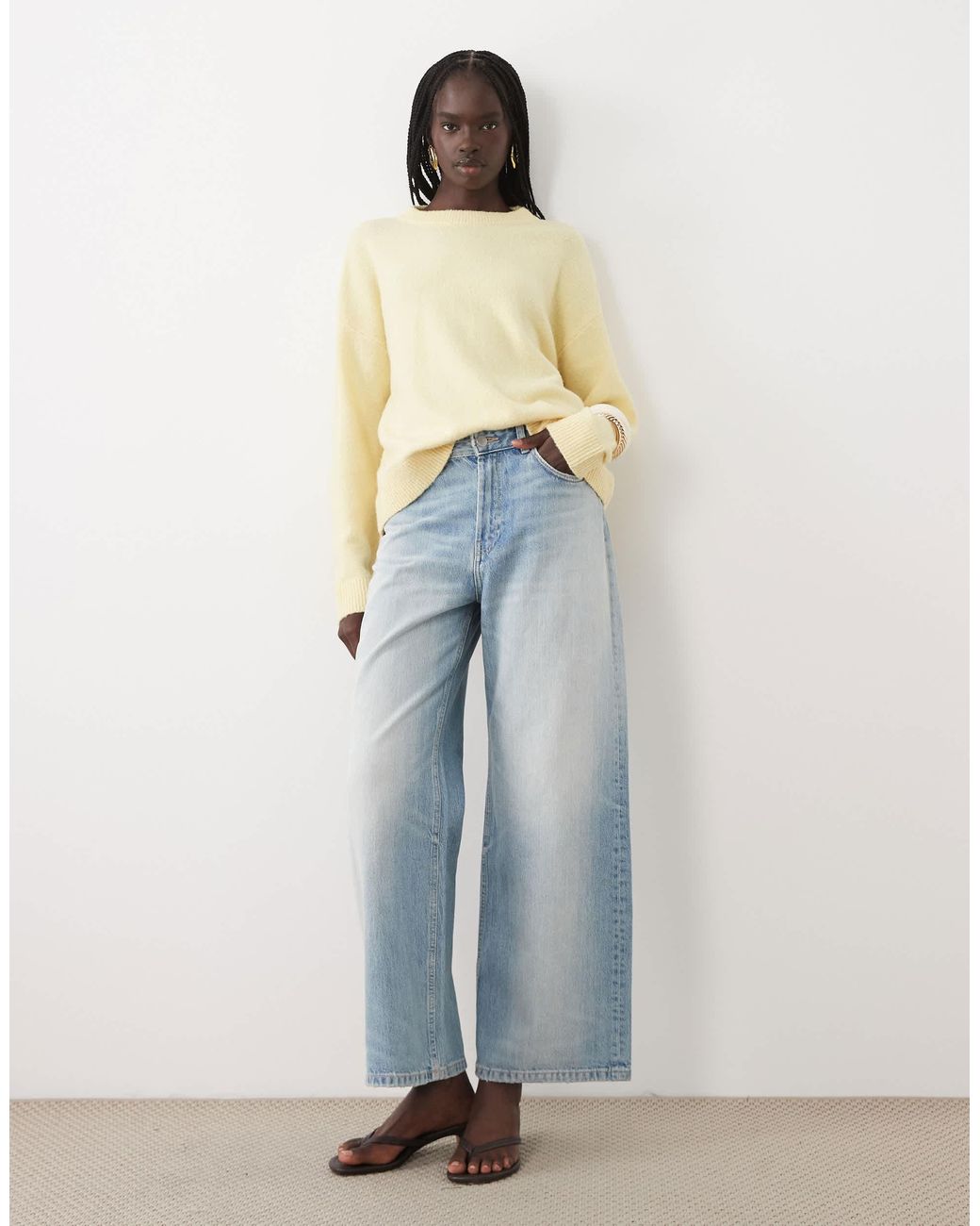 Vila Yellow Strickpullover mit rundhalsausschnitt